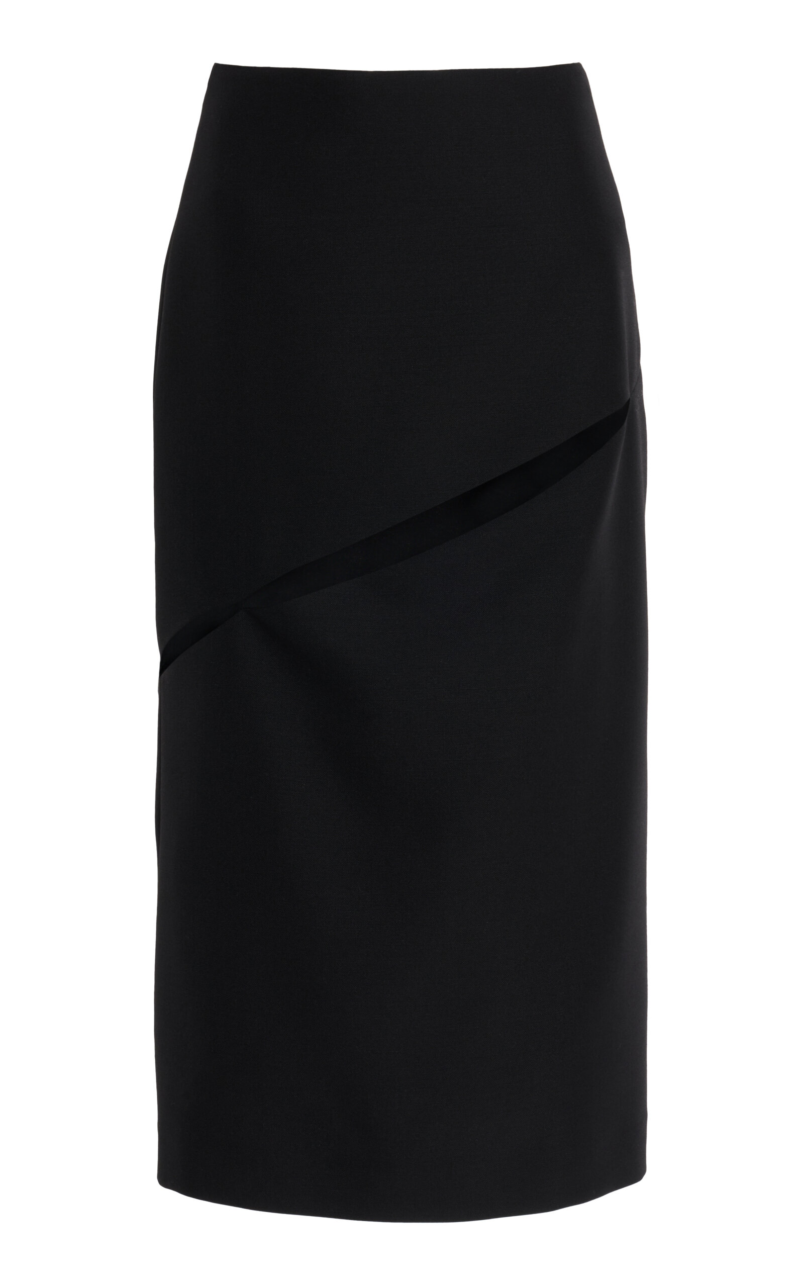 Jil Sander Open-Seam Wool-Mohair Midi Skirt - Black