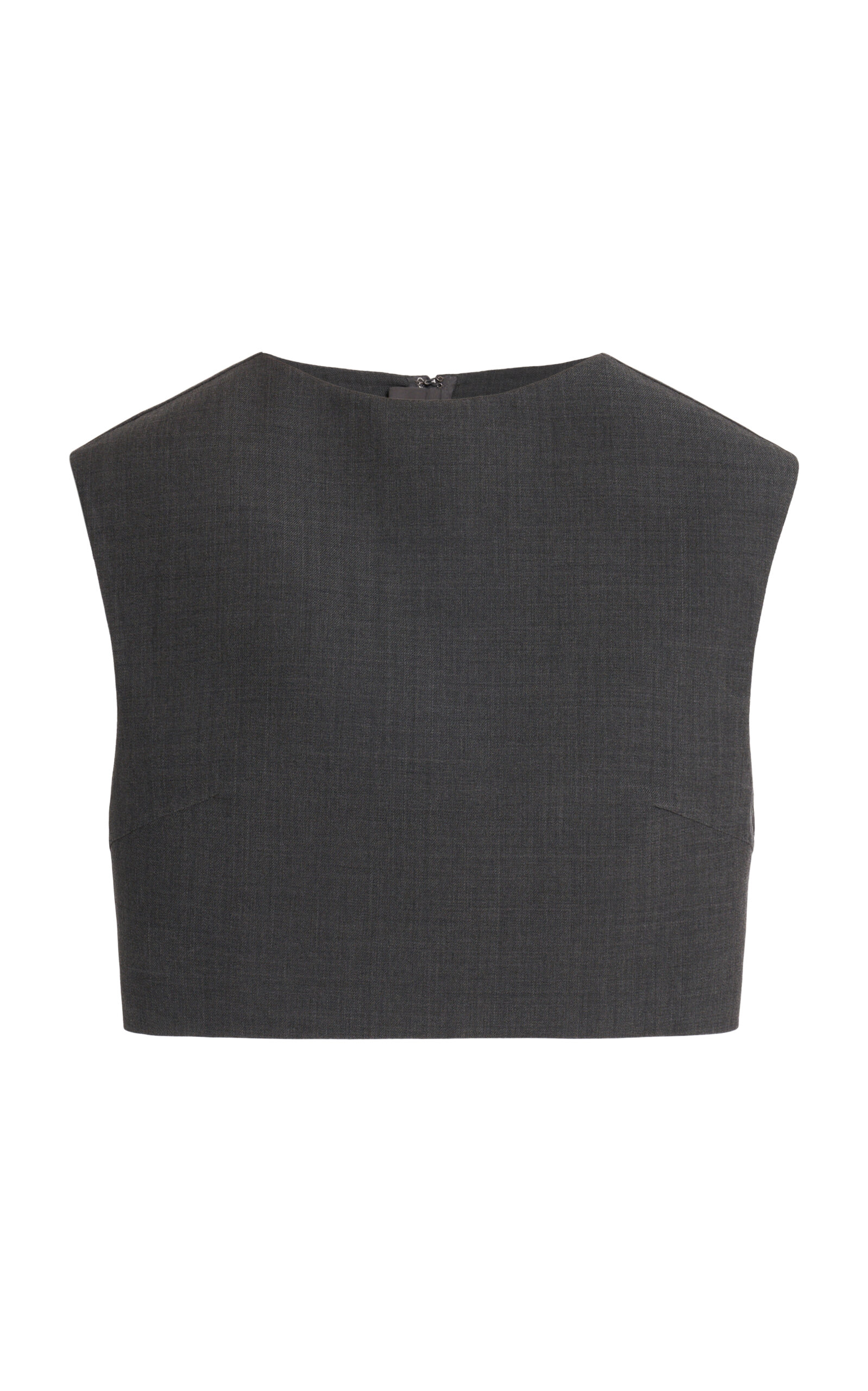 Jil Sander Cropped Double-faced Wool-silk Top In Gray