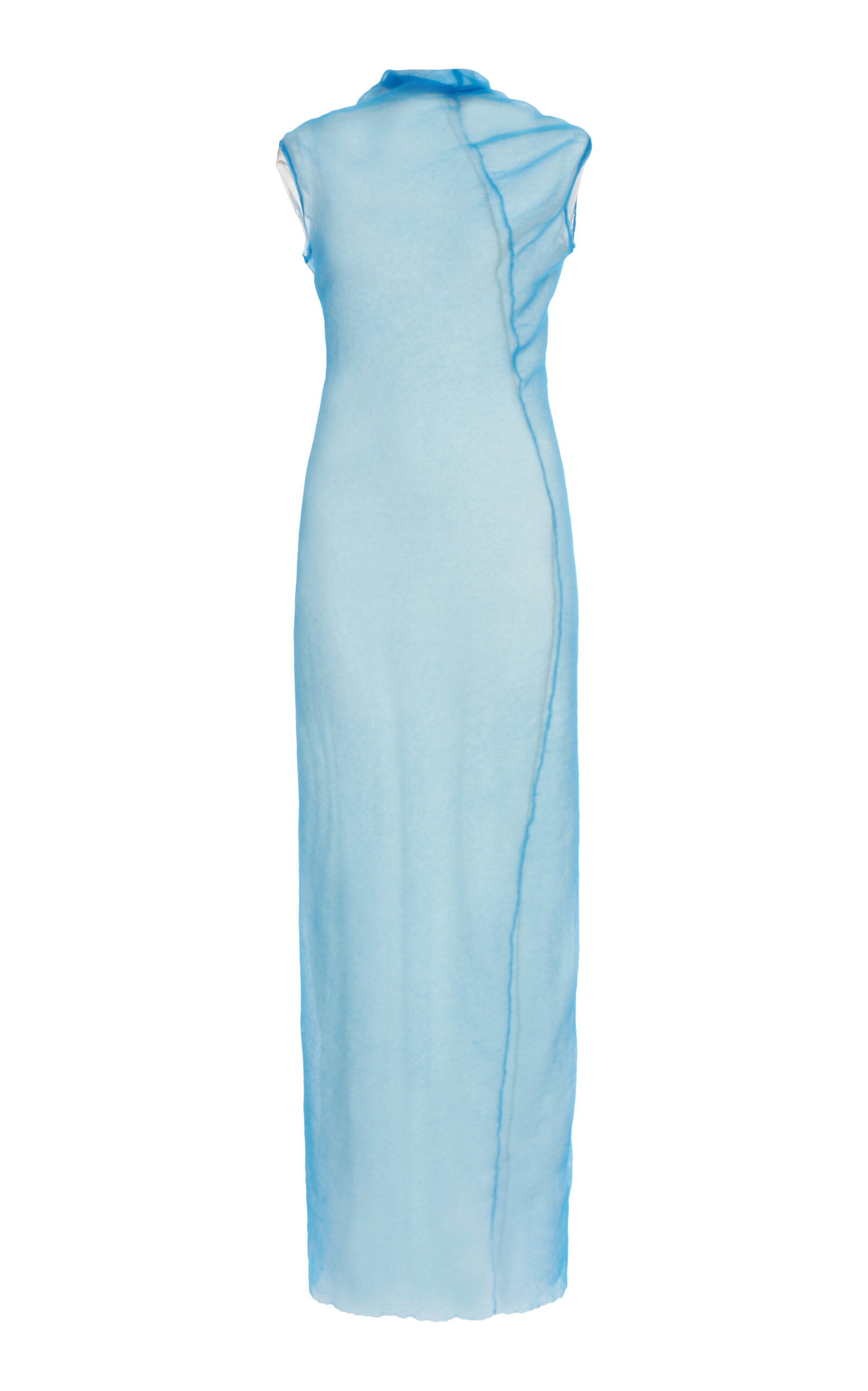 Jil Sander Sheer Double-Layered Twisted Midi Dress - Blue