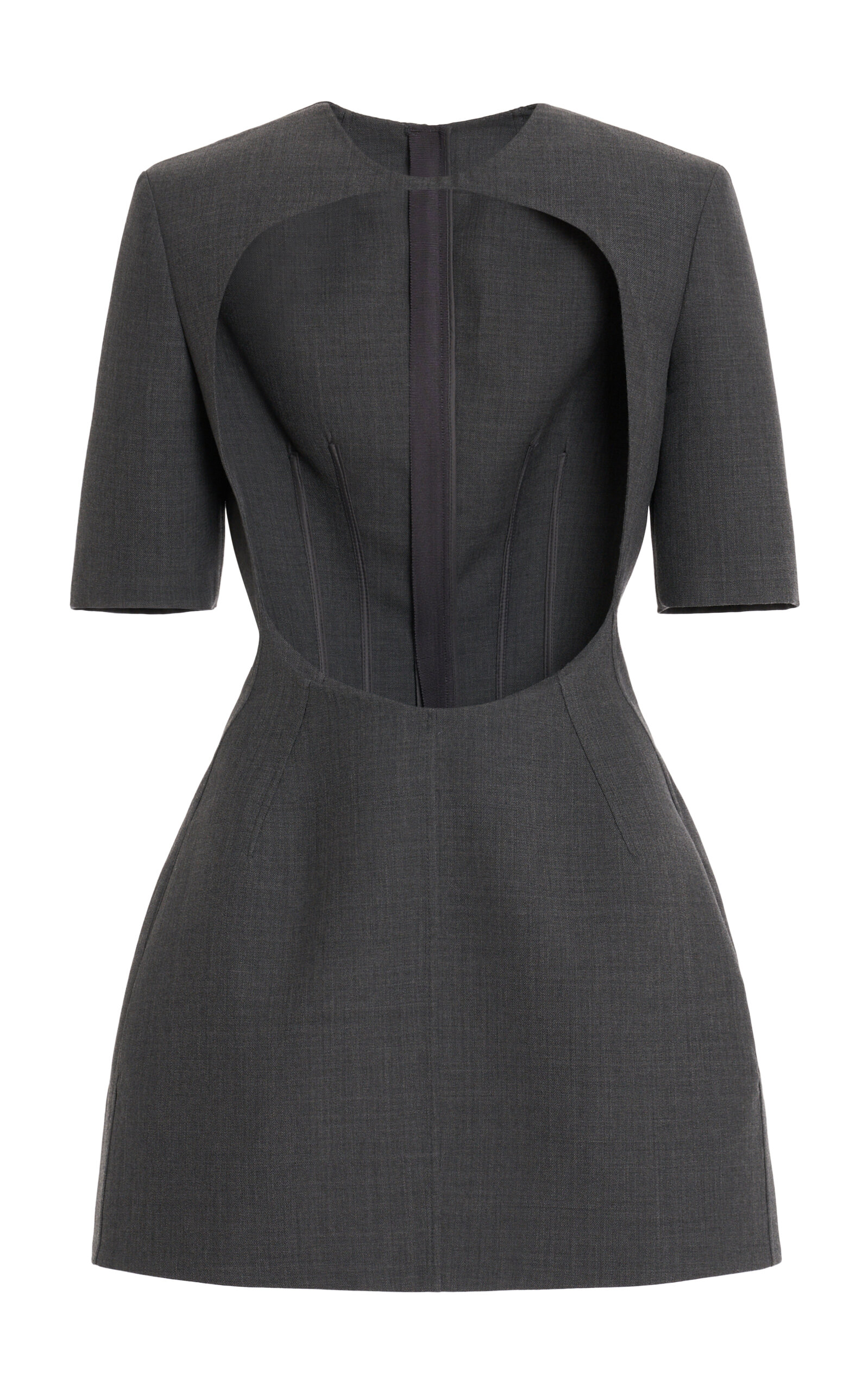 Jil Sander Keyhole Double-faced Wool-silk Mini Dress In Gray