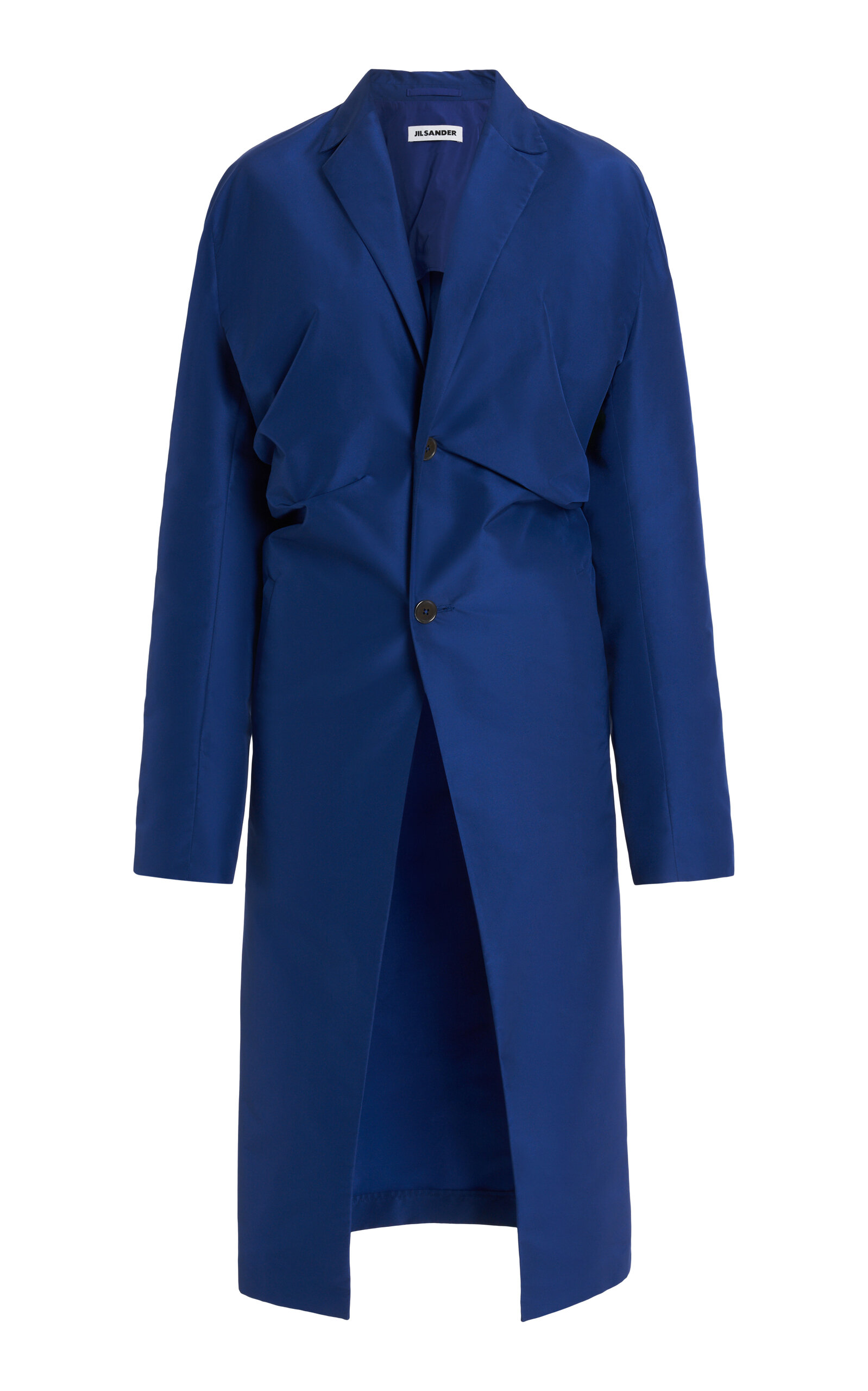Jil Sander Single-Breasted Satin Coat - Blue