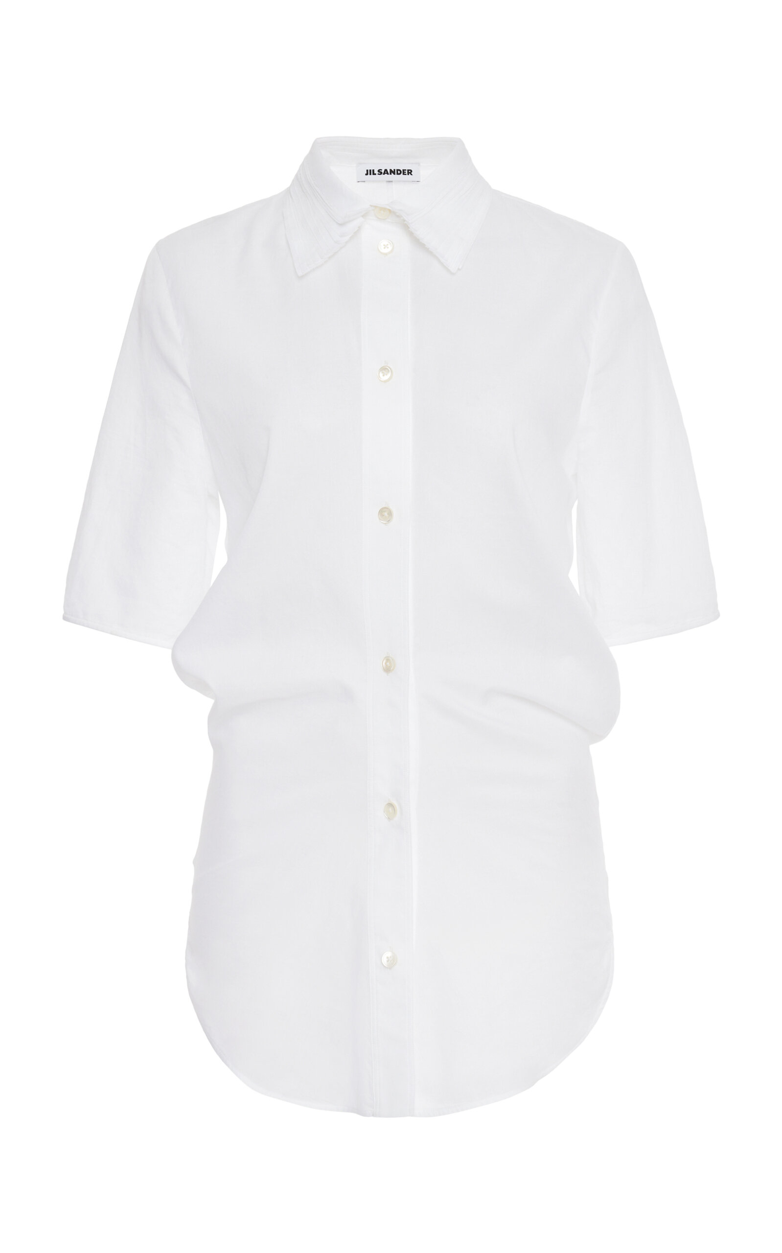 Jil Sander Embroidered Banana-cut Cotton Top In White