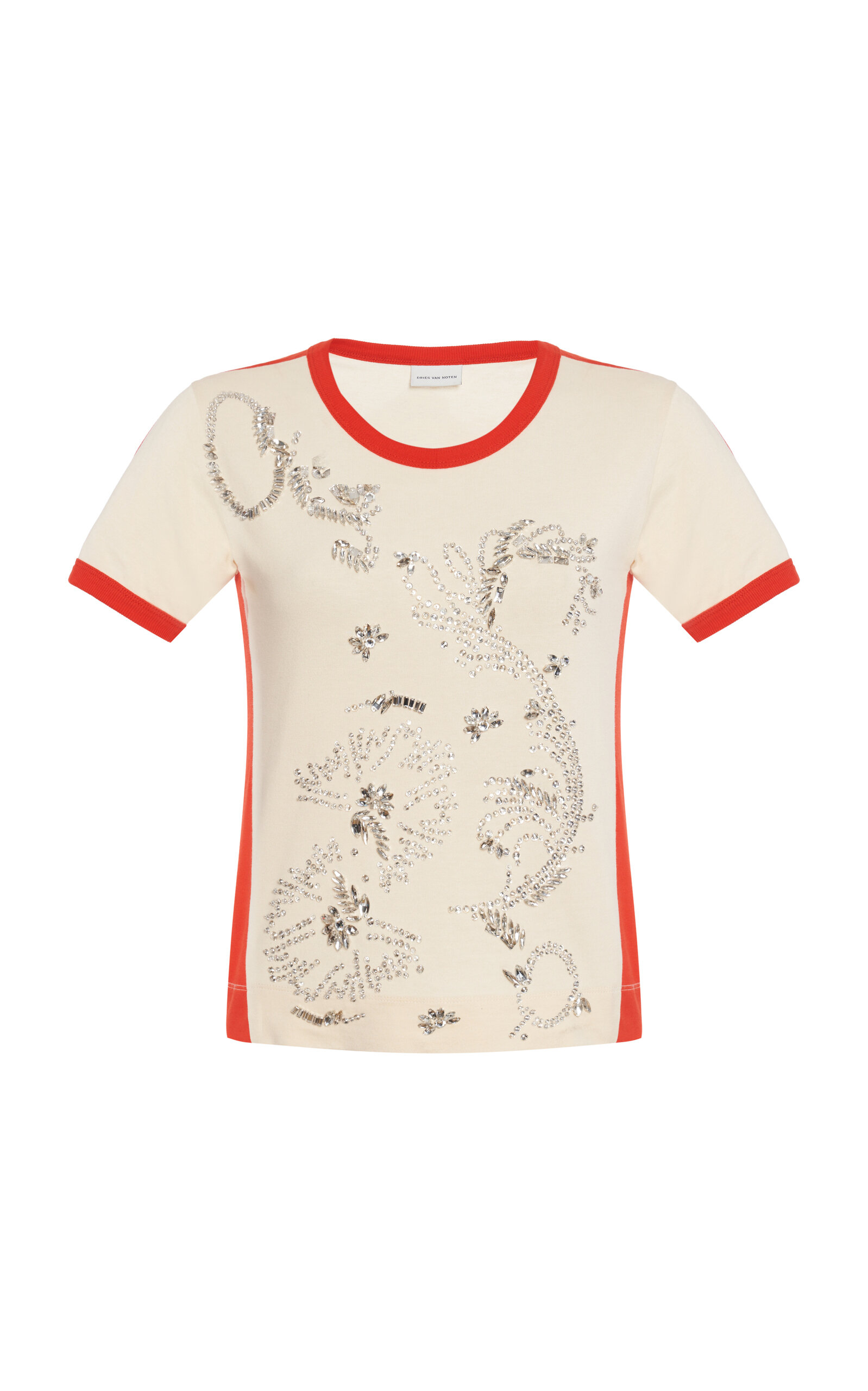 Dries Van Noten Hental Embellished Cotton-Jersey T-Shirt - Ivory
