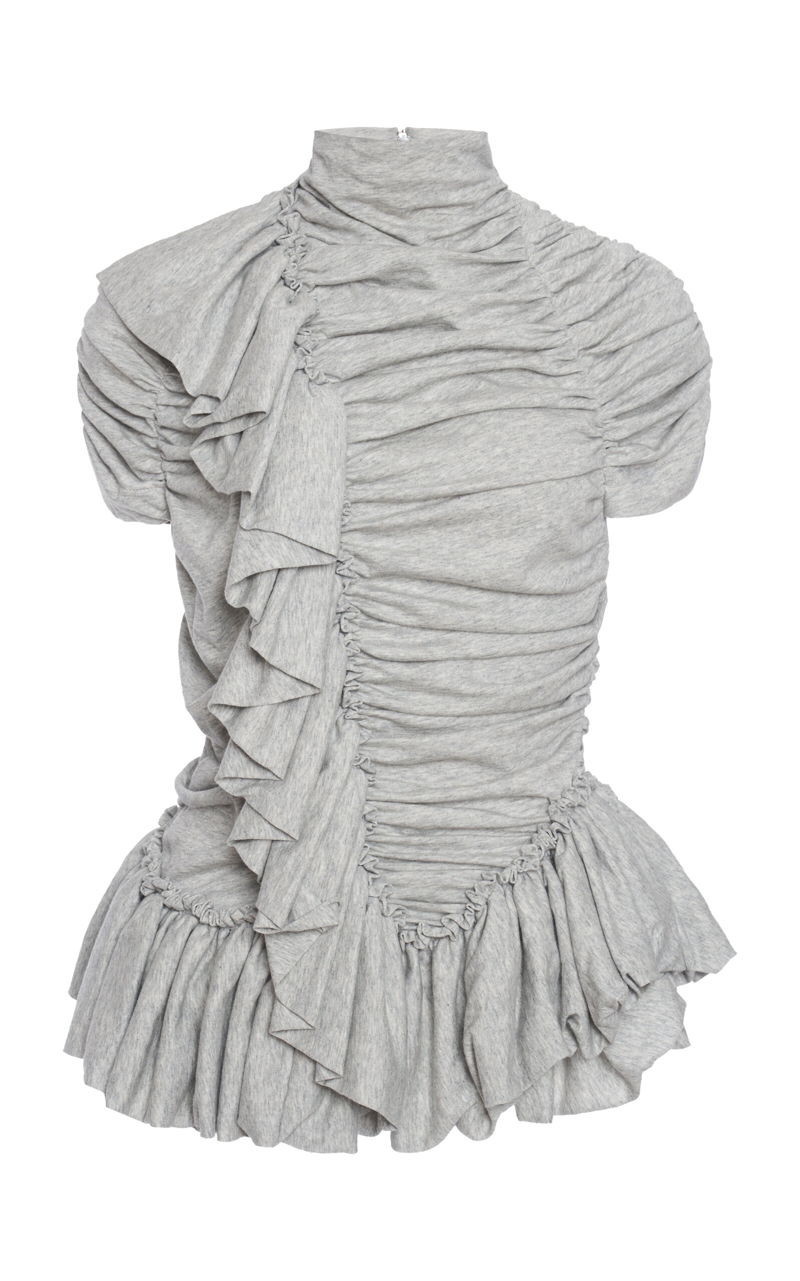 Dries Van Noten Huchi Ruffles Cotton-Jersey Top - Grey