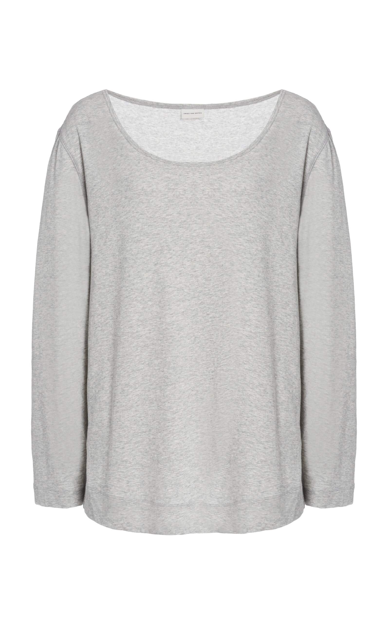 Dries Van Noten Hulleta Ballet-Neck Cotton-Jersey Top - Grey