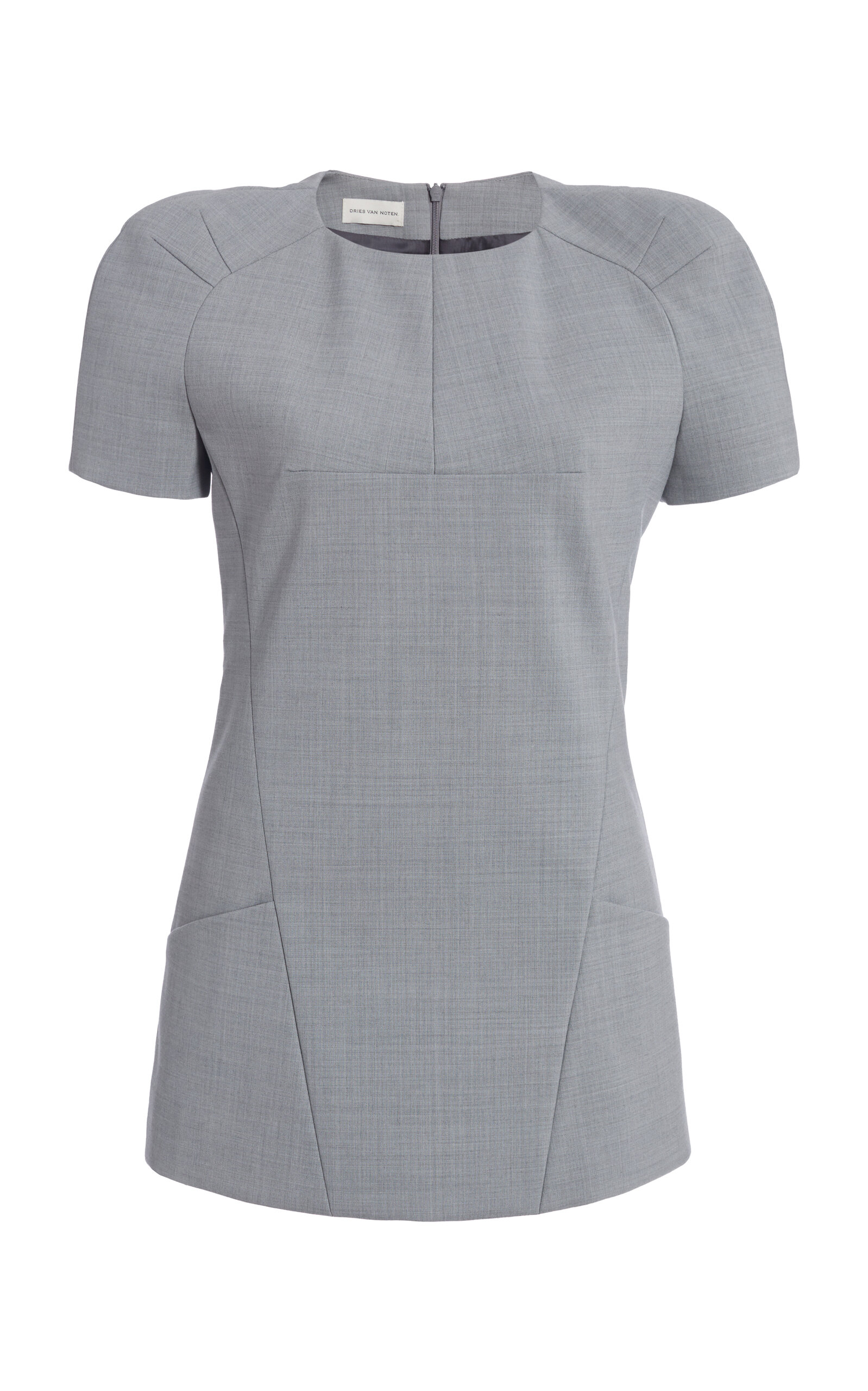 Dries Van Noten Conelly Tailored Wool-blend Top In Gray