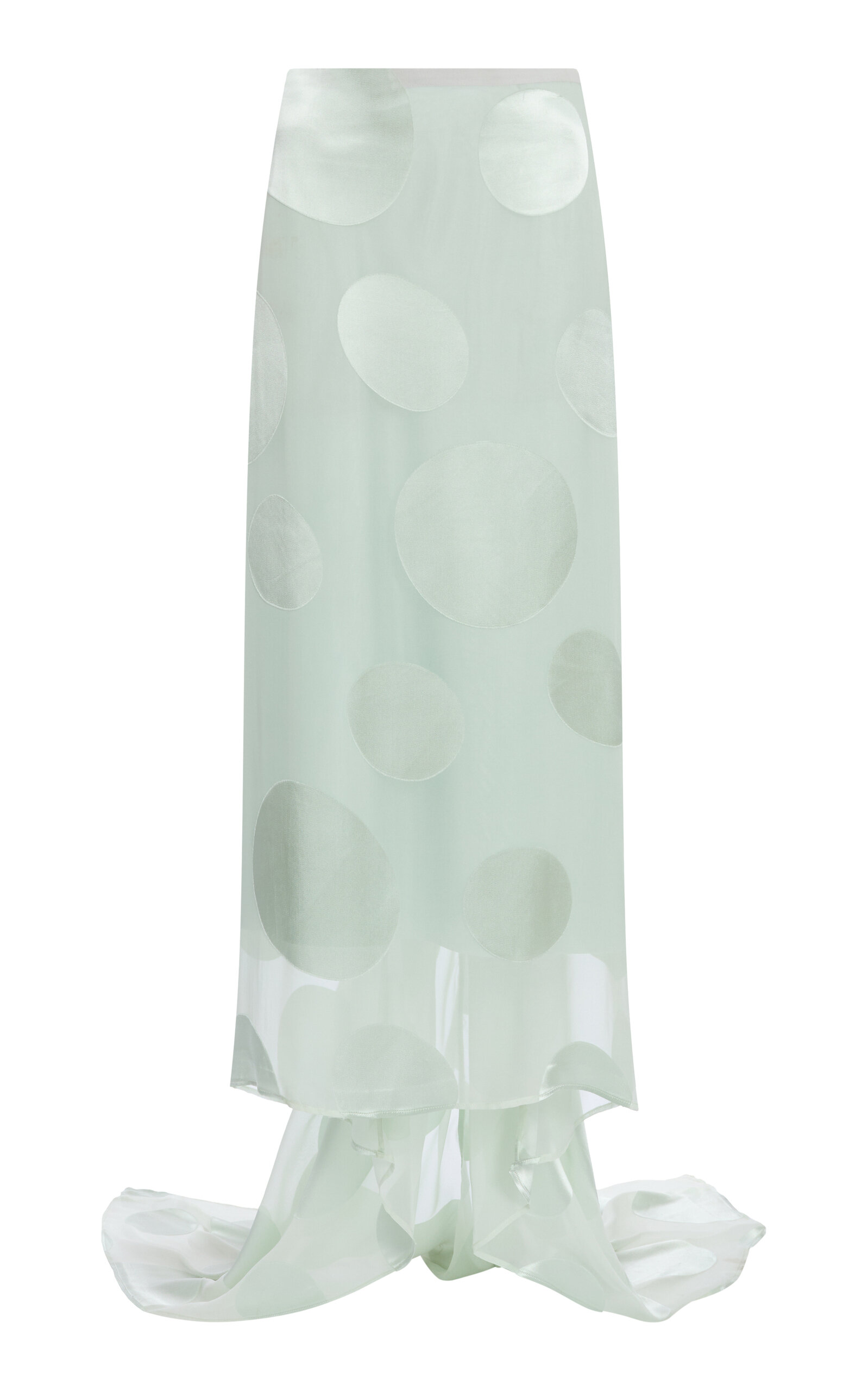 Dries Van Noten Susya Dotted Satin-devouré & Chiffon Maxi Skirt In Green