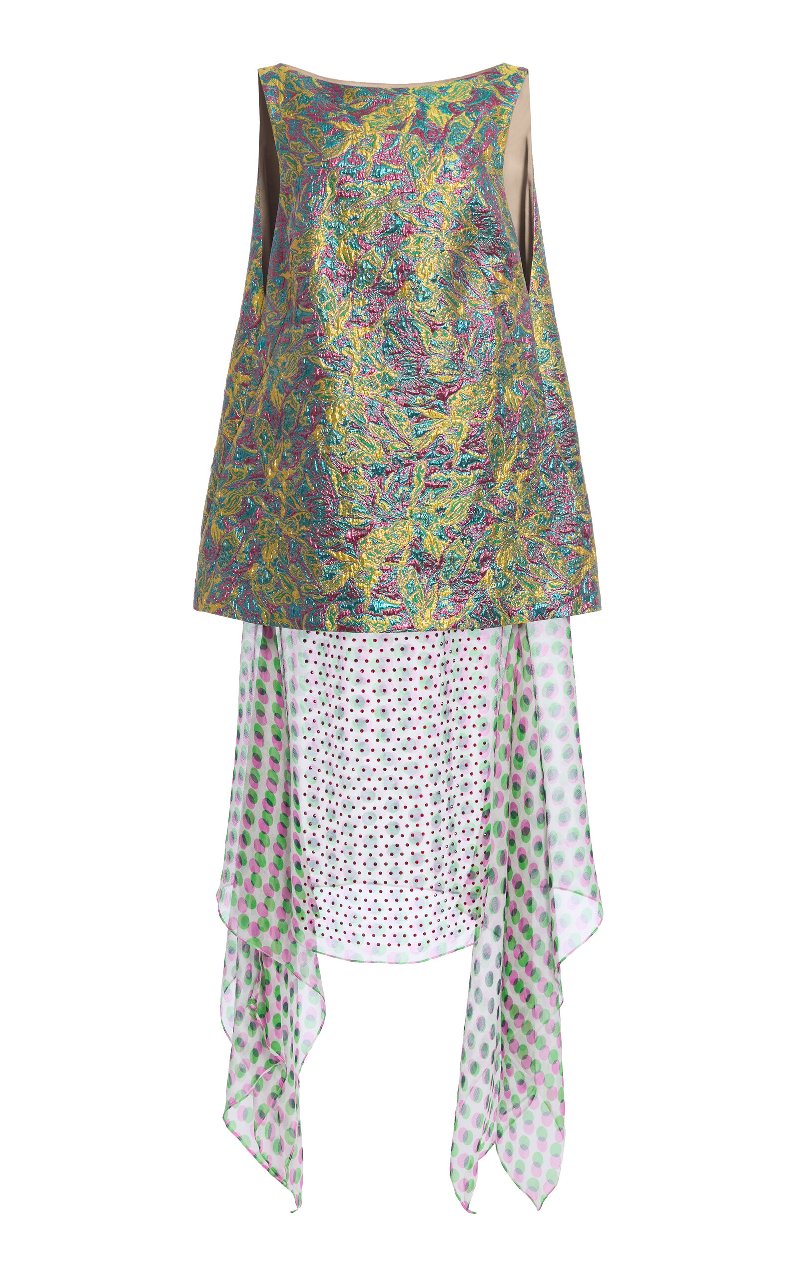 Dries Van Noten Dabel Contrast-Skirt Jacquard-Lamé Midi Dress - Women's Clothing