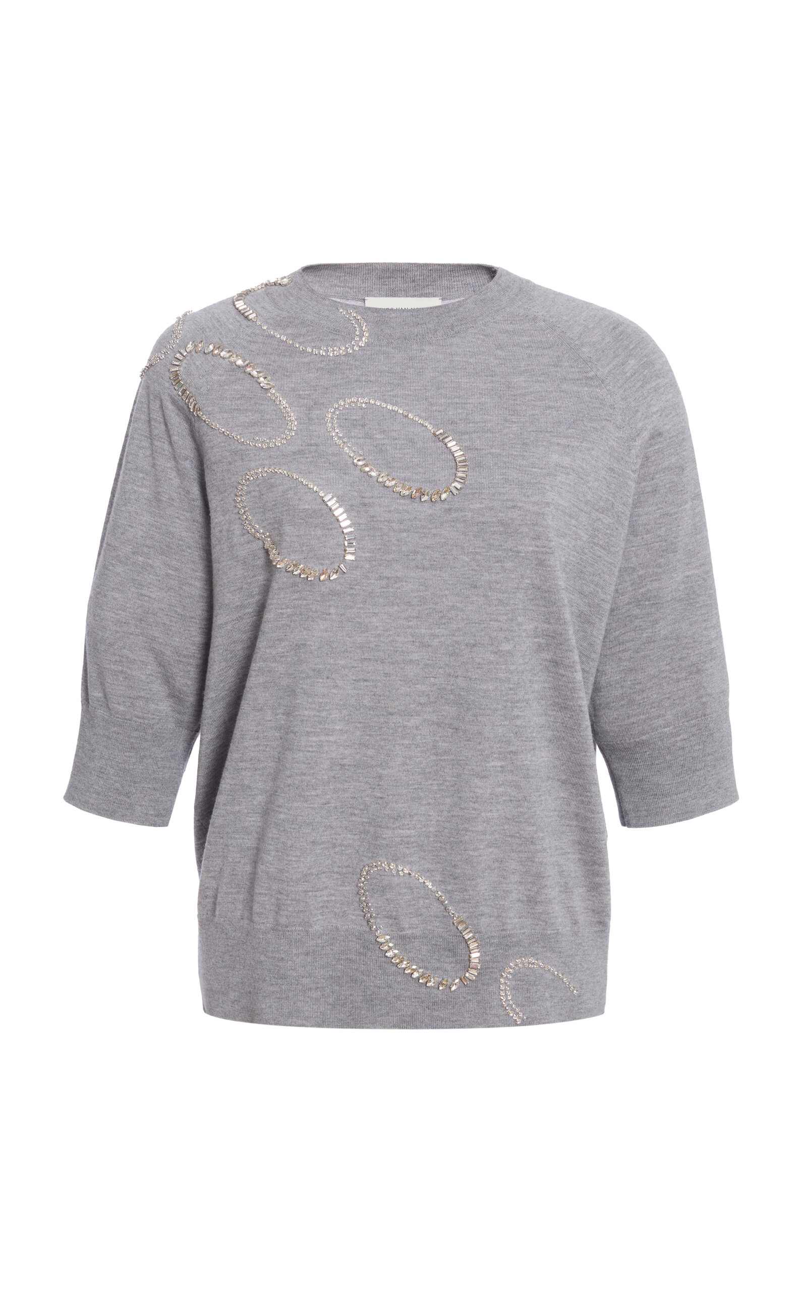 Dries Van Noten Taja Embellished Merino-Wool Top - Grey - XS