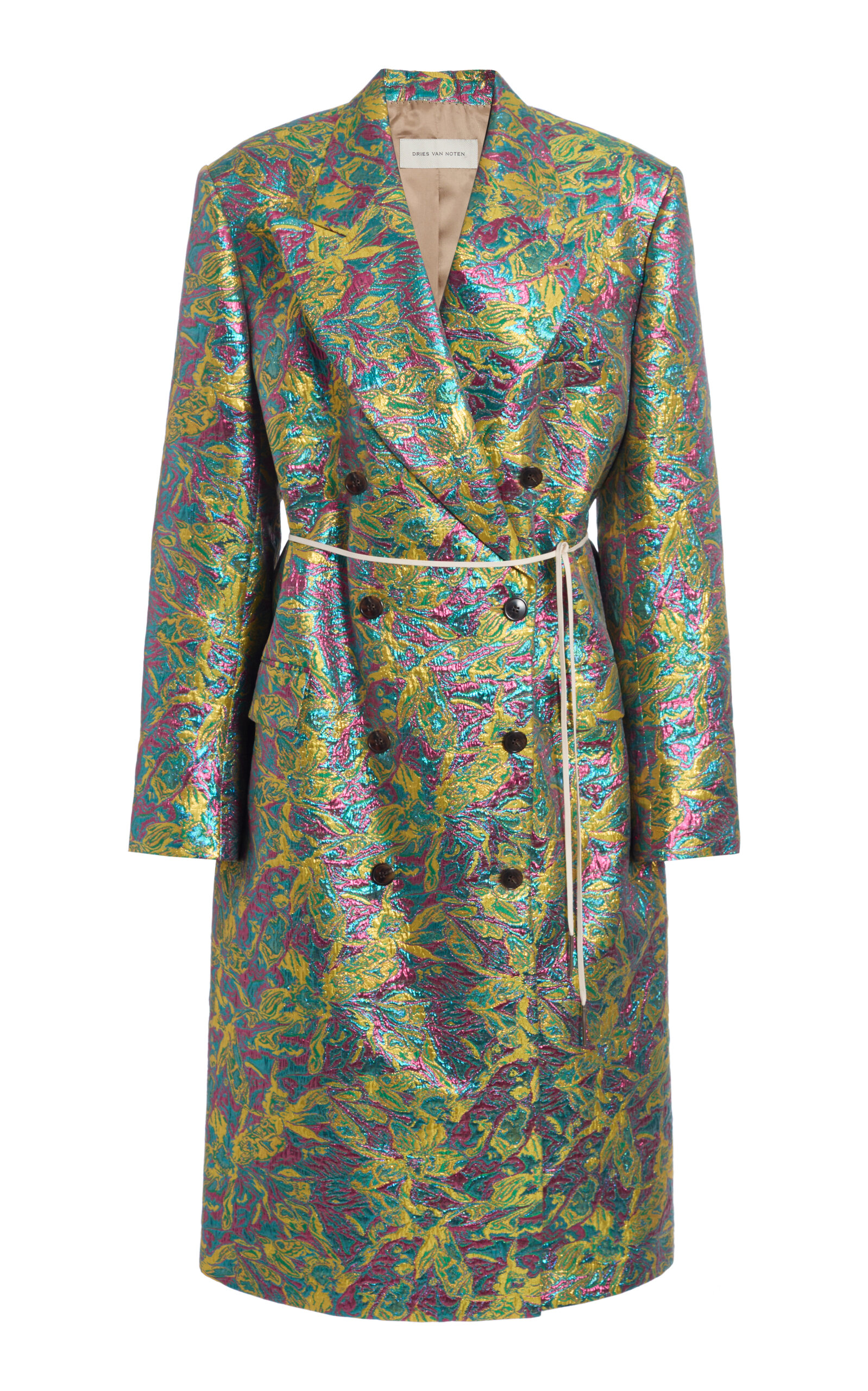 Dries Van Noten Rosea Bis Oversized Jacquard-Lamé Coat - Multi - XS