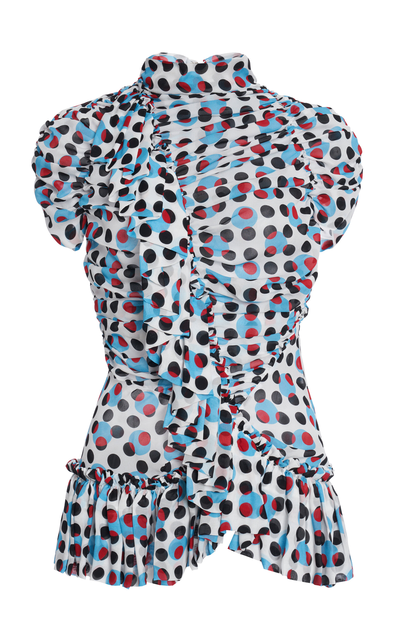 Dries Van Noten Chuchu Polka-Dot Georgette Top - Light Blue