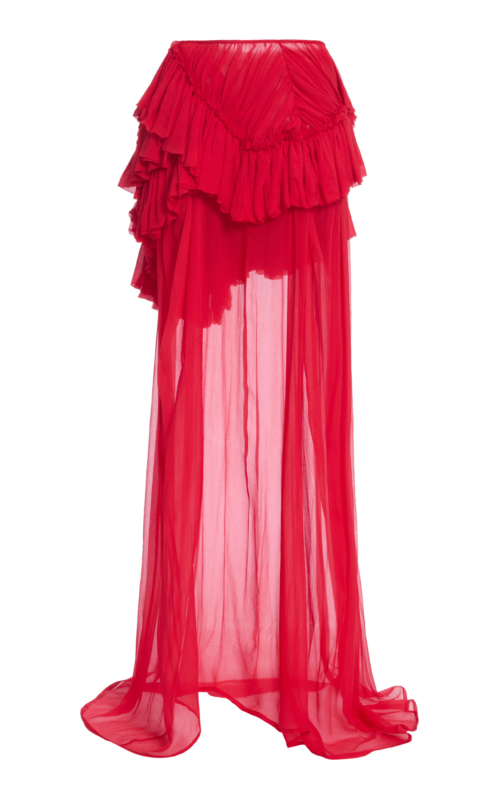 Dries Van Noten Shelby Ruffled Mousseline-Silk maxi Skirt - Red