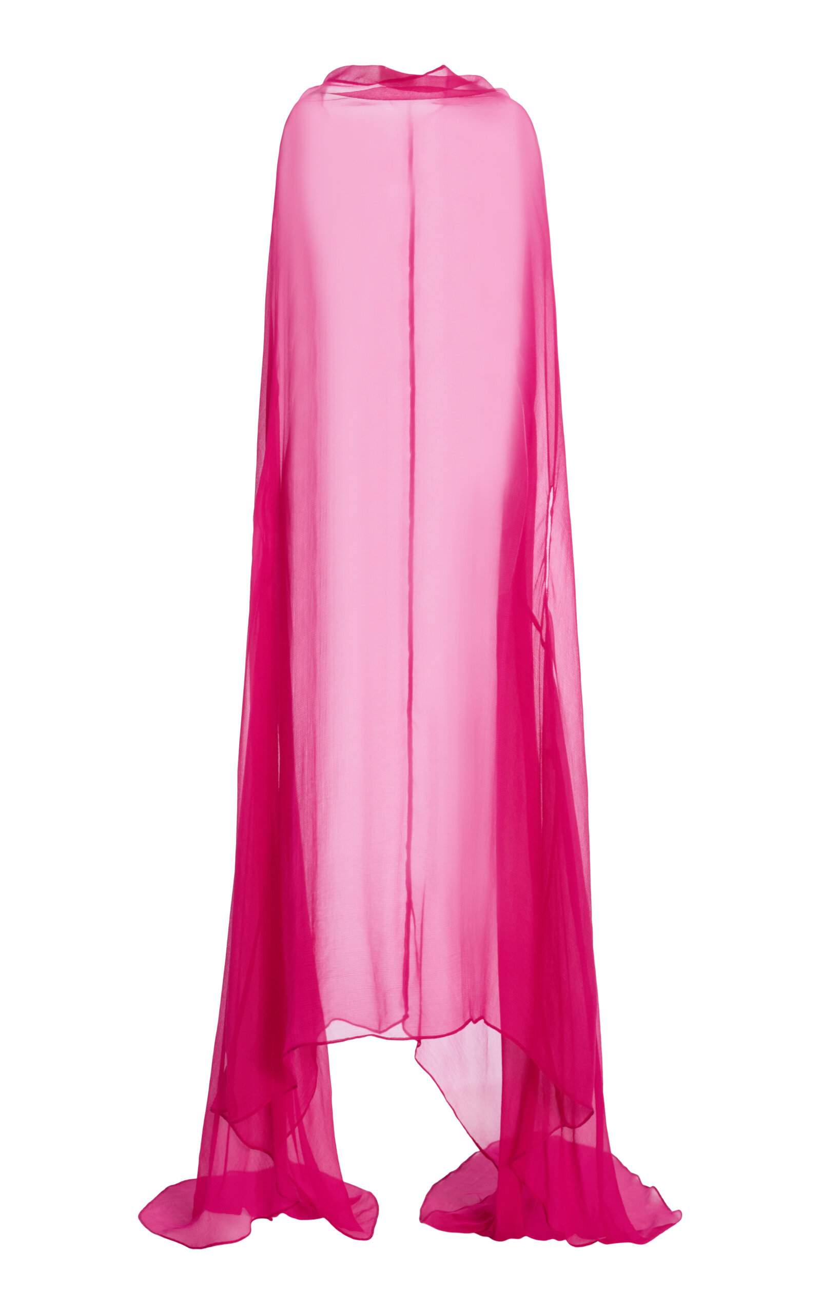 Dries Van Noten Ducy Cape-Sleeve Mousseline-Silk Dress - Fuchsia