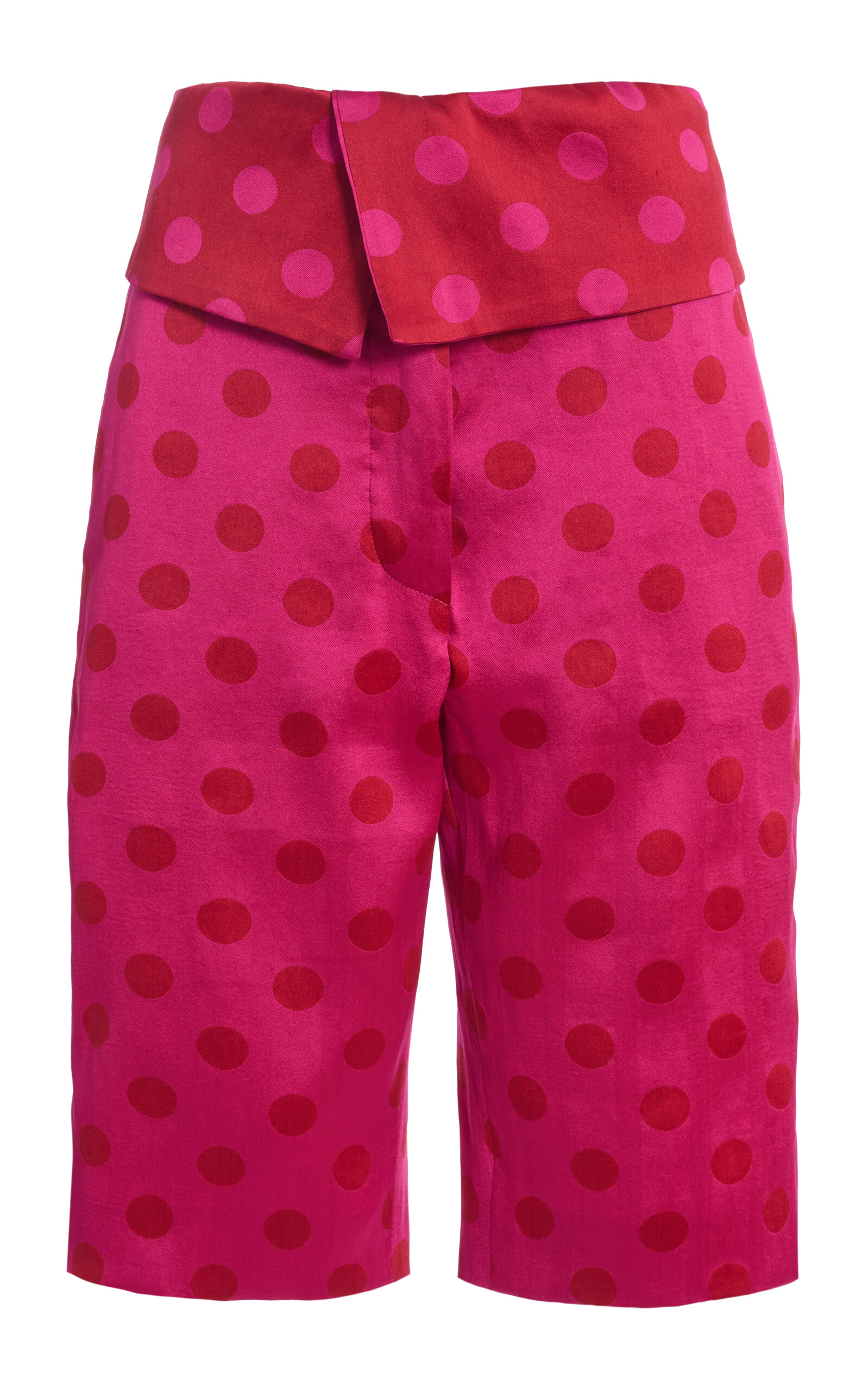 Dries Van Noten Prissy Polka-Dot Jacquard Capri Pants - Fuchsia