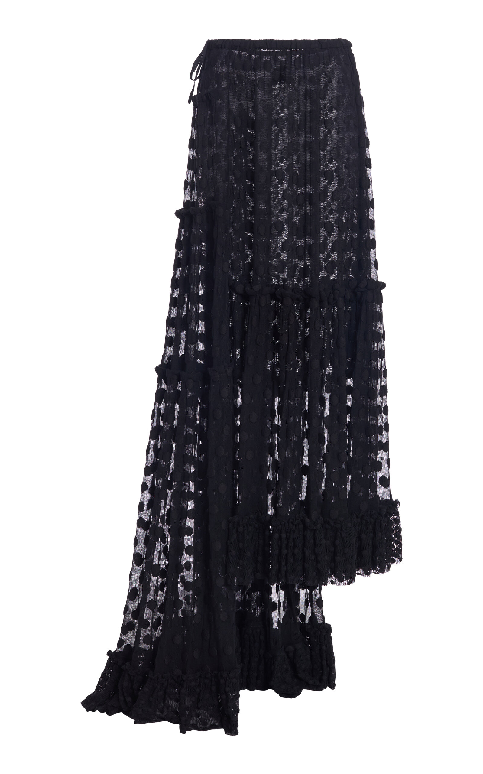 Dries Van Noten Sunia Bis Polka-Dot Mesh Maxi Skirt - Black