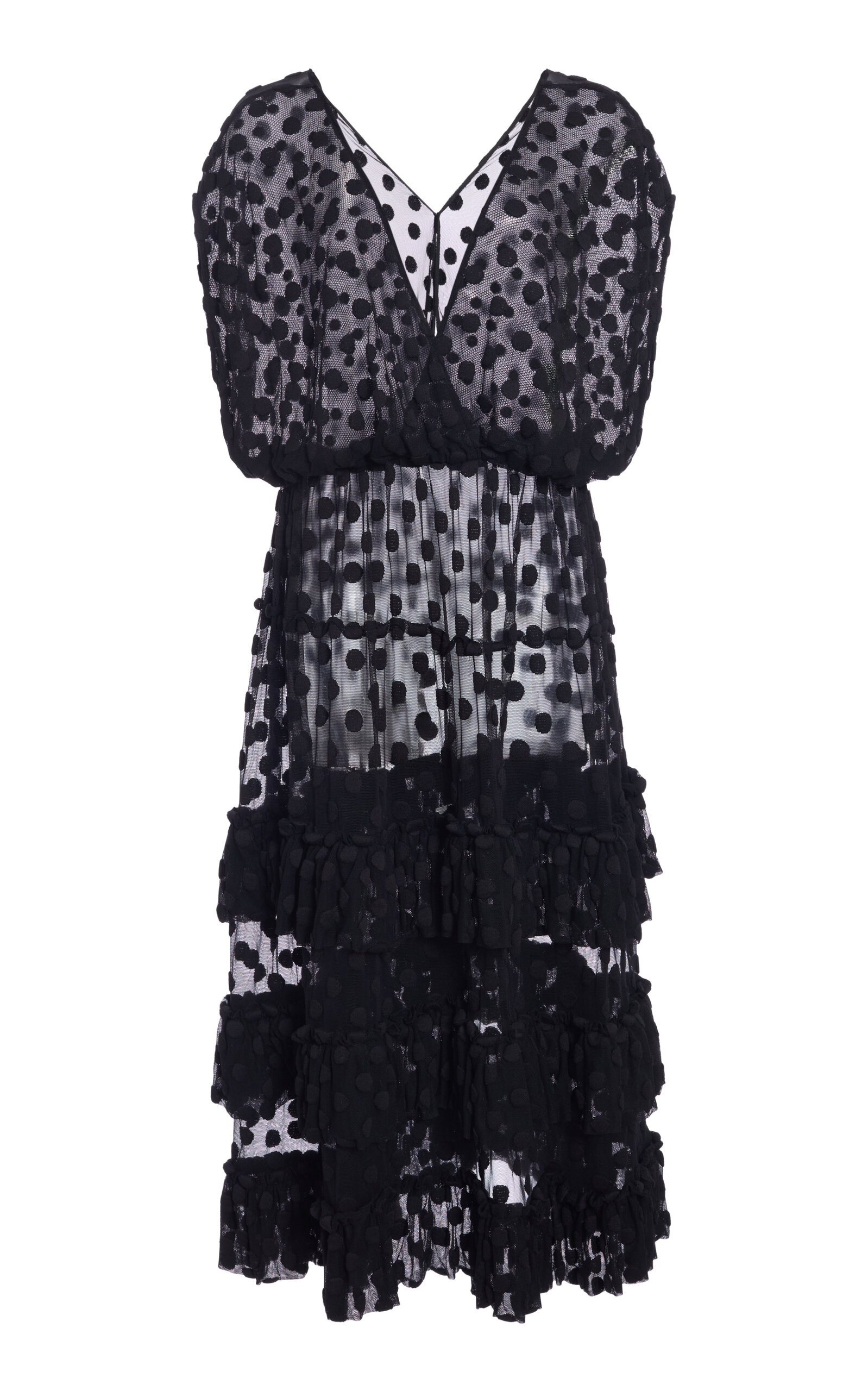 Dries Van Noten Dally Polka-Dot Mesh Midi Dress - Black