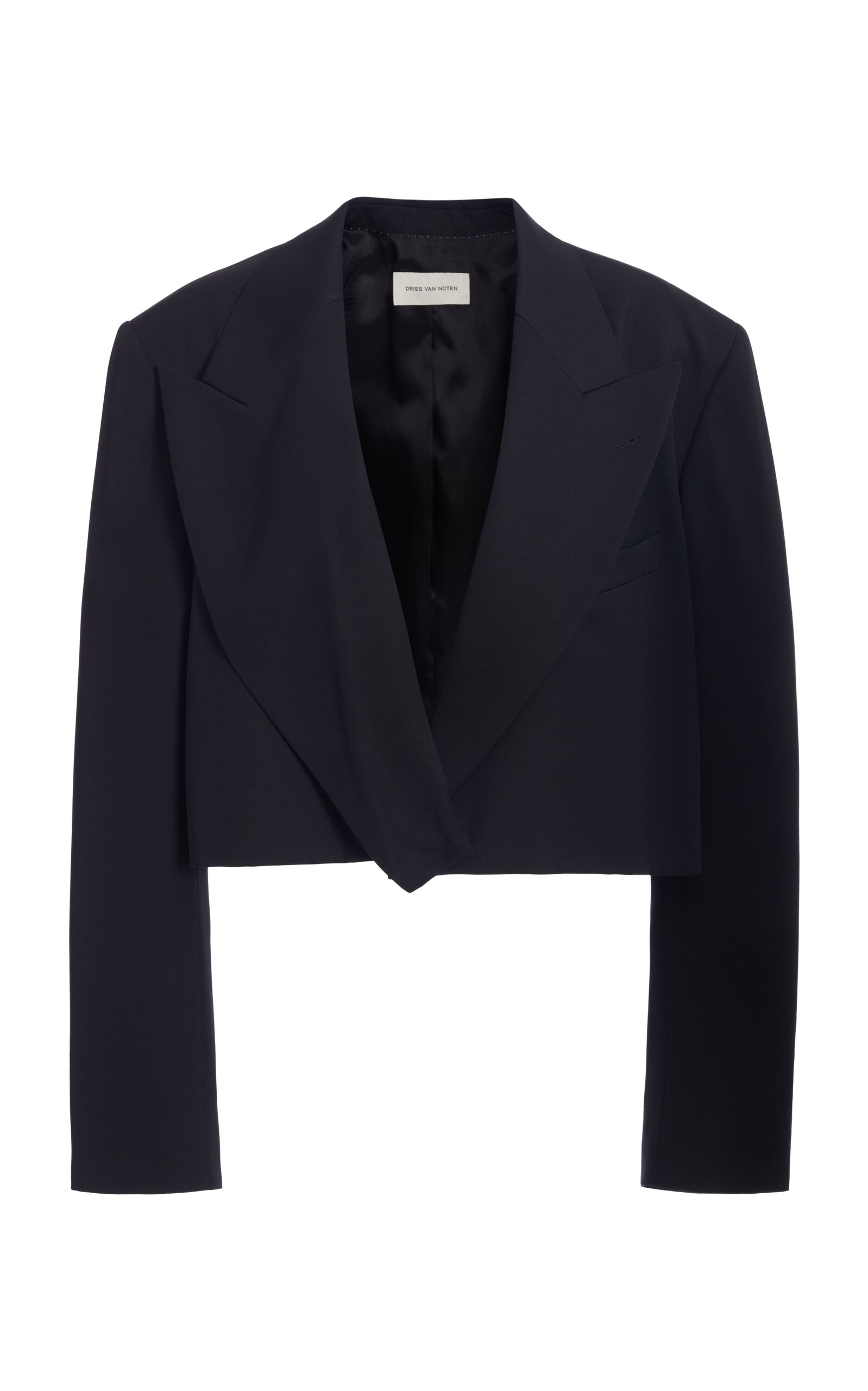 Dries Van Noten Bosea Cropped Wool-gabardine Jacket In Black