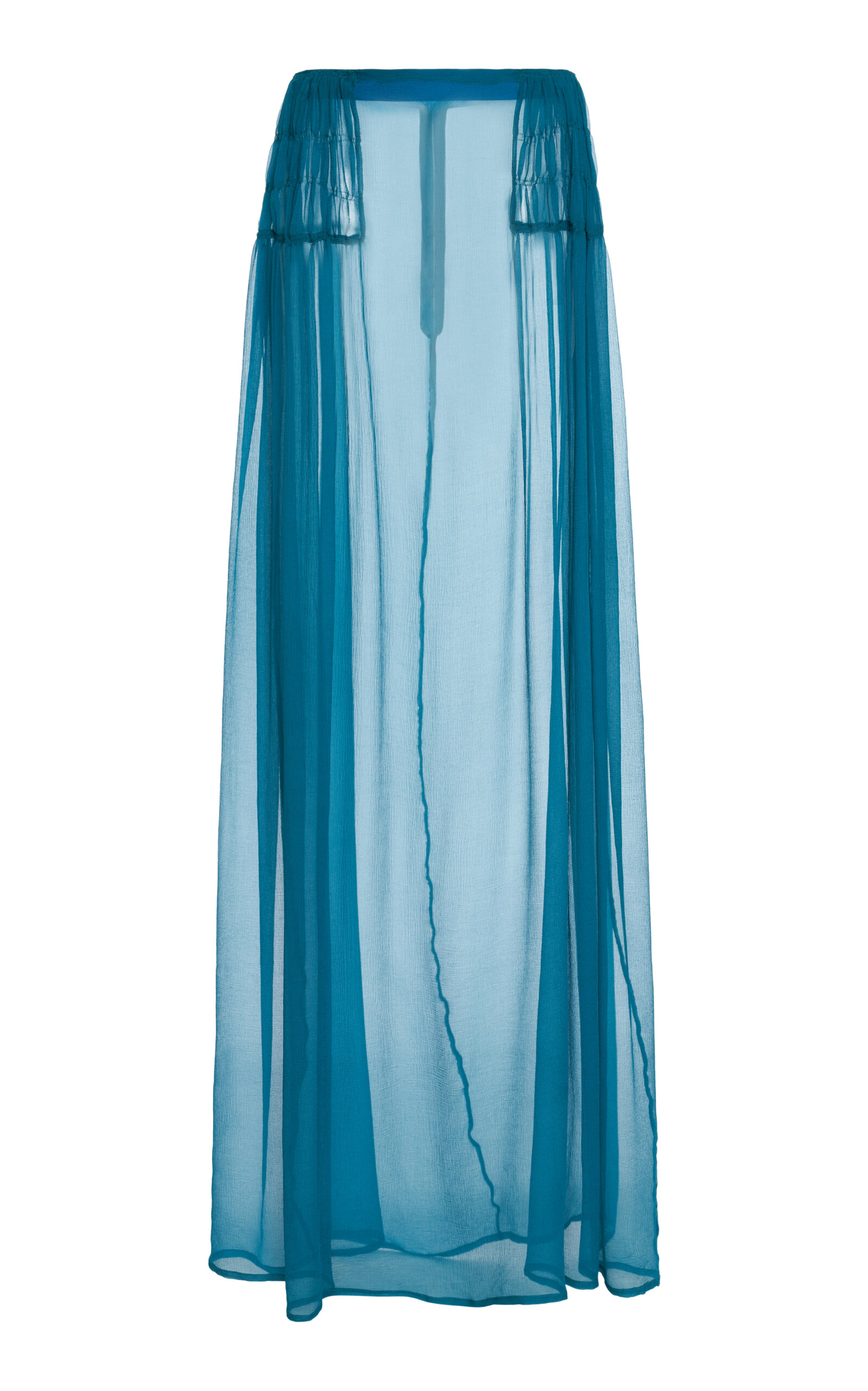 Dries Van Noten Scarlott Gathered Mousseline-Silk Maxi Skirt - Blue
