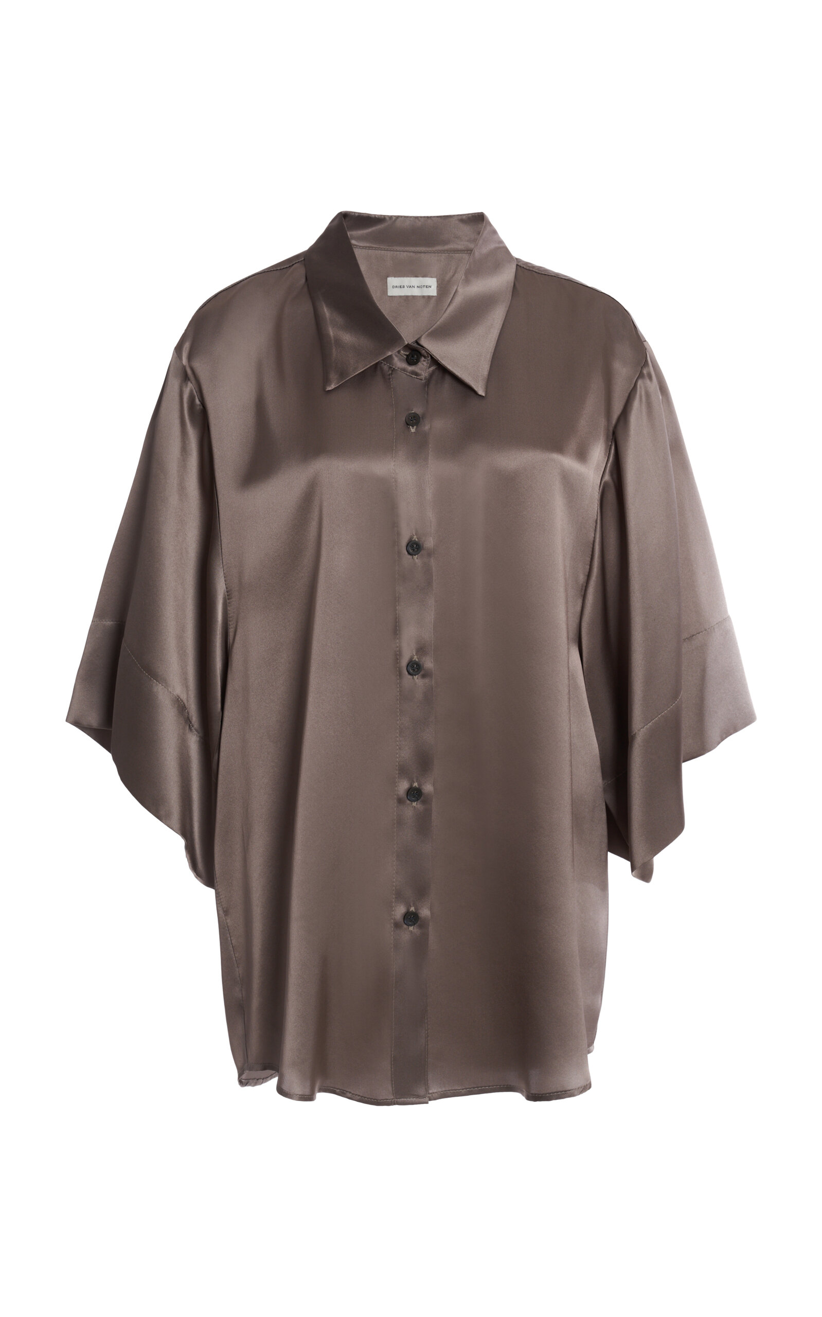 Dries Van Noten Casia Oversized Silk-Satin Shirt - Taupe