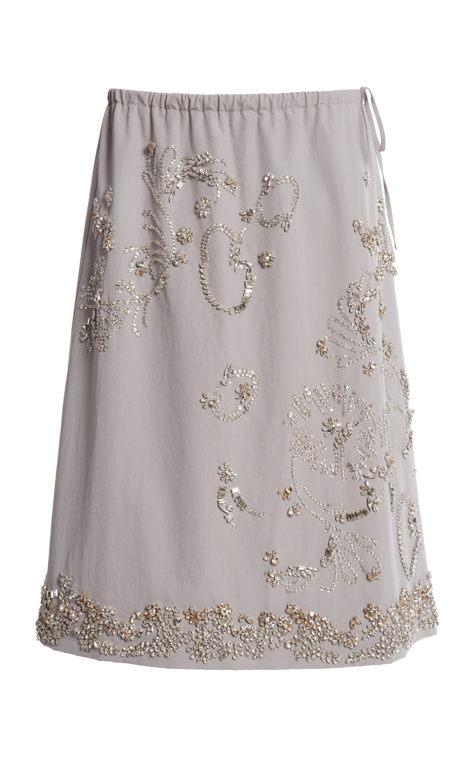 Dries Van Noten Salgas Embellished Cotton-Poplin Midi Skirt - Light Grey