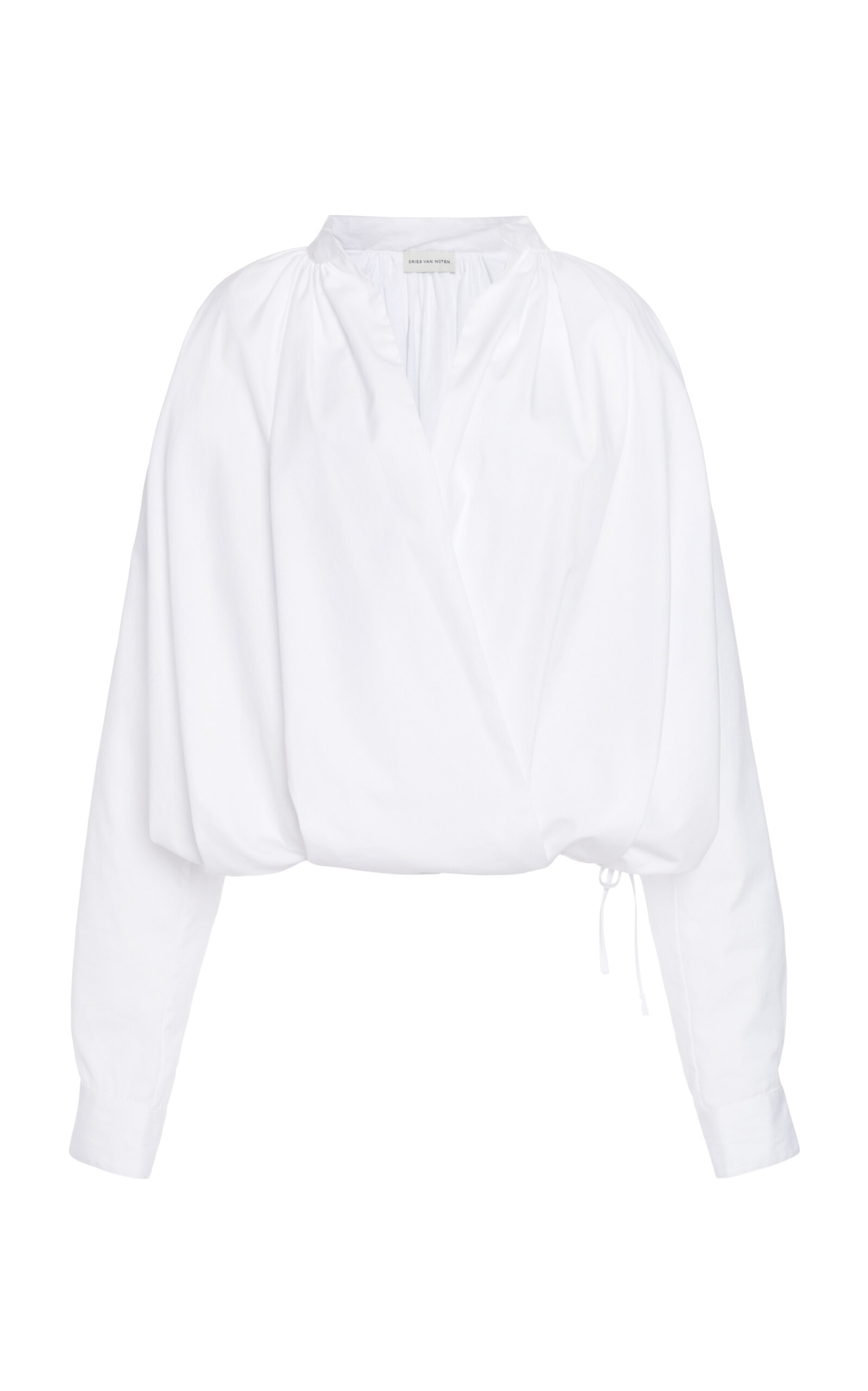 Dries Van Noten Cenver Wrap-Front Cotton-Poplin Top - White