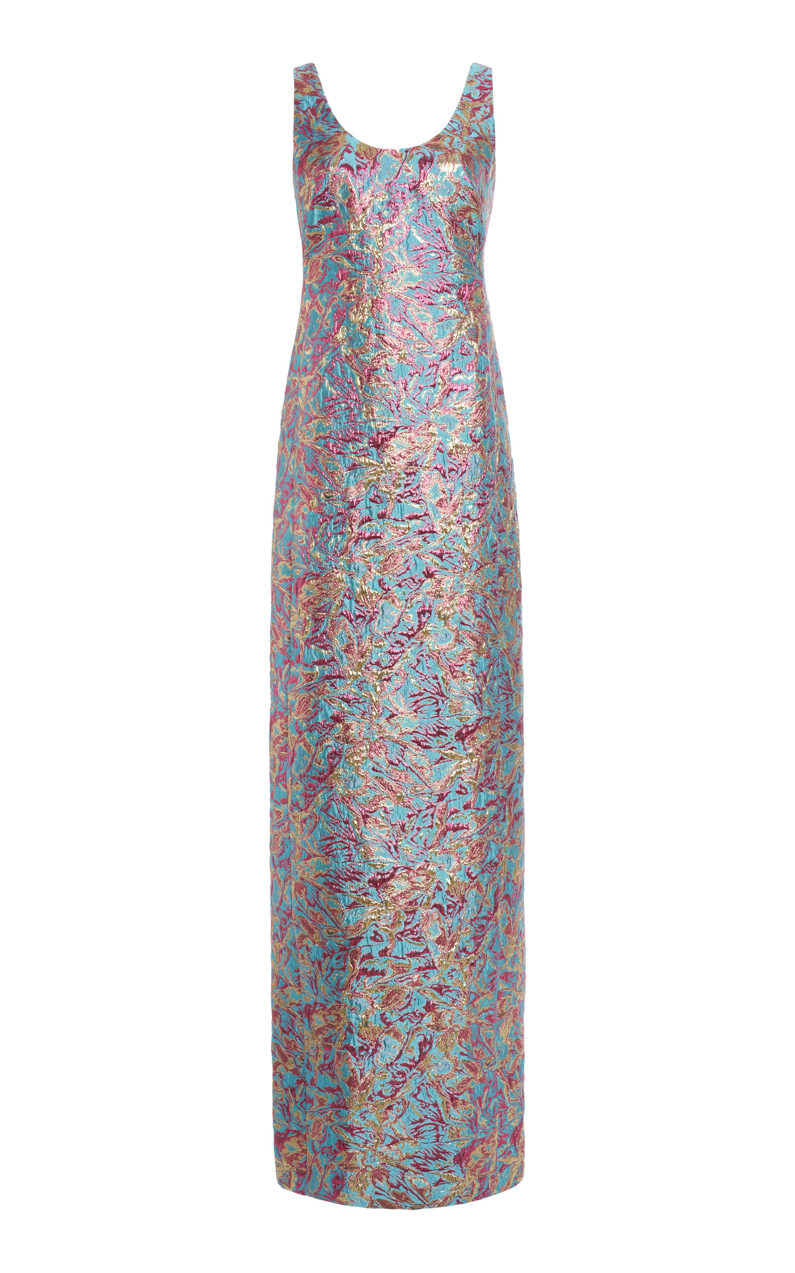 Dries Van Noten Debant Floral Jacquard-lamé Maxi Dress In Gray
