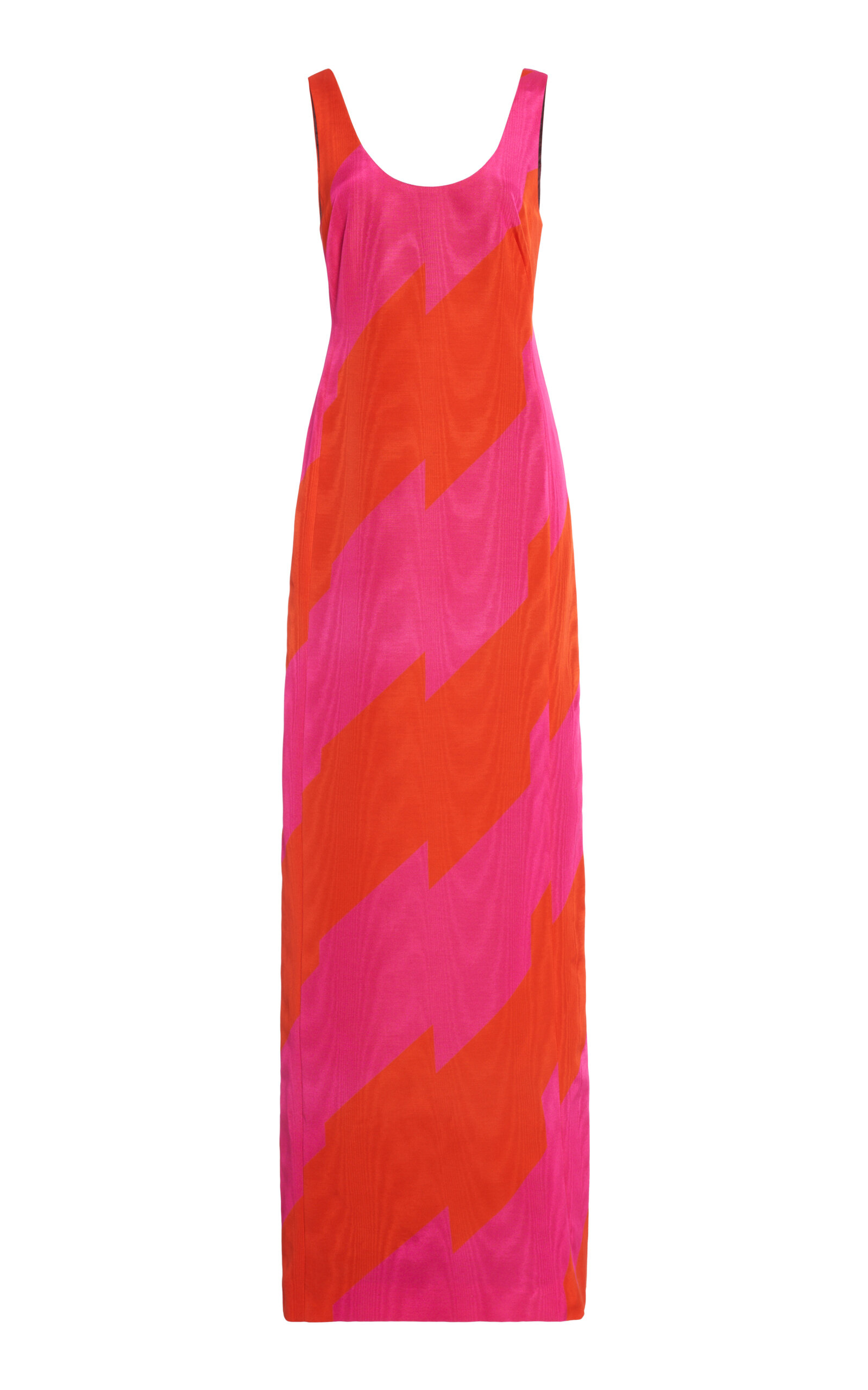 Dries Van Noten Debant Striped Ottoman-Moiré Maxi Dress - Fuchsia