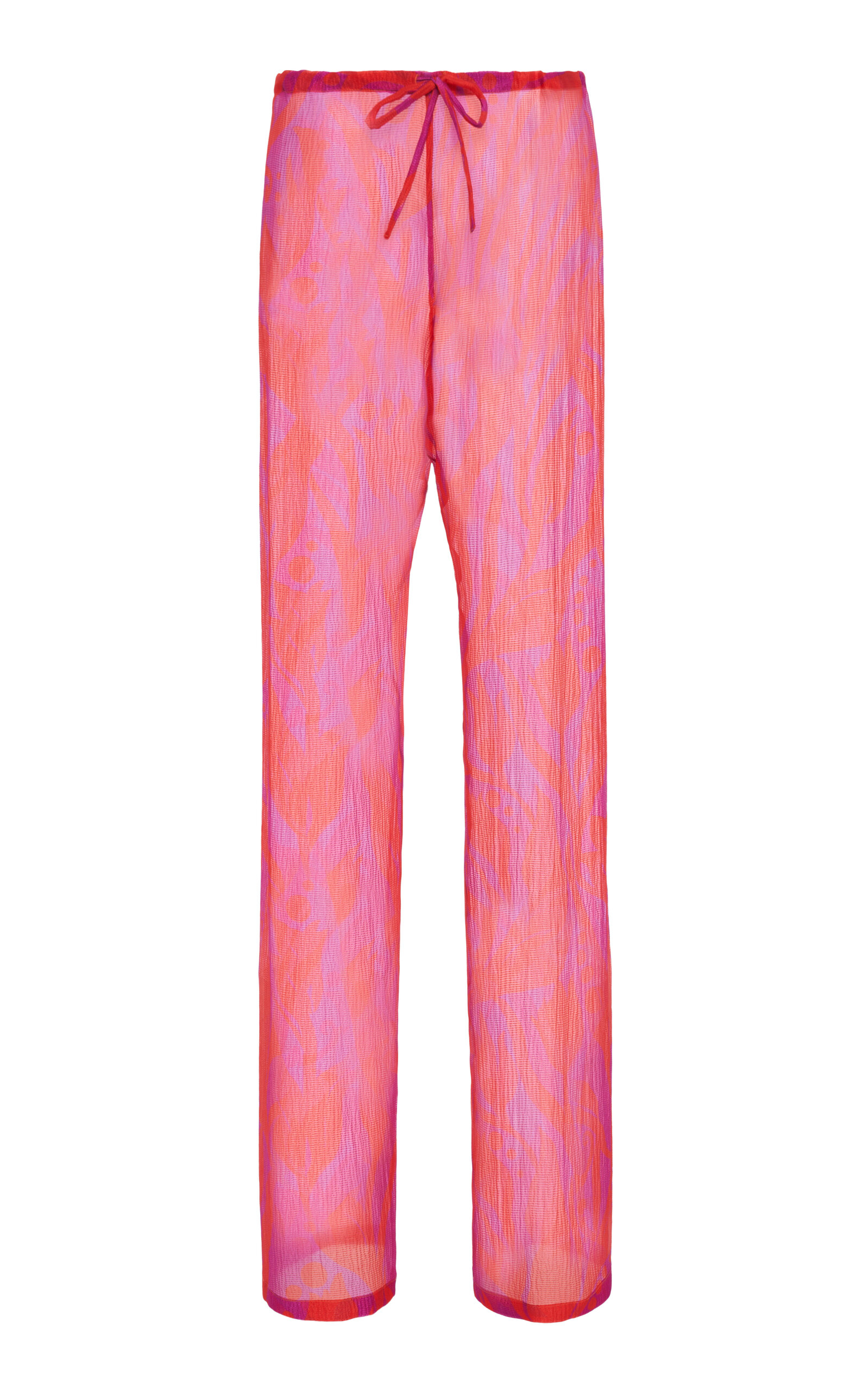 Dries Van Noten Pachas Printed Silk-Georgette Straight-Leg Pants - Fuchsia