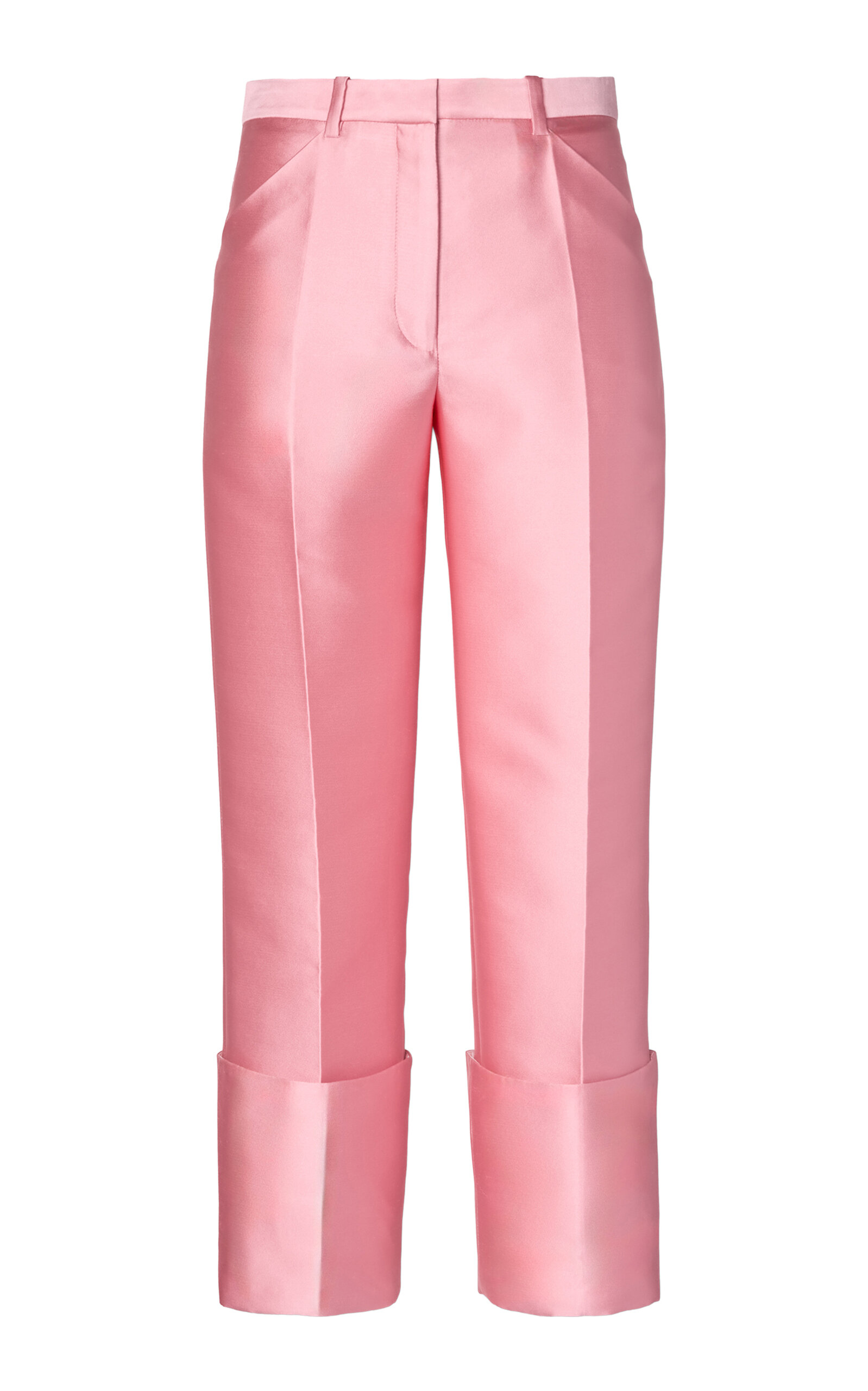 Calvin Klein Collection Eva Cuffed Satin Trousers In Pink