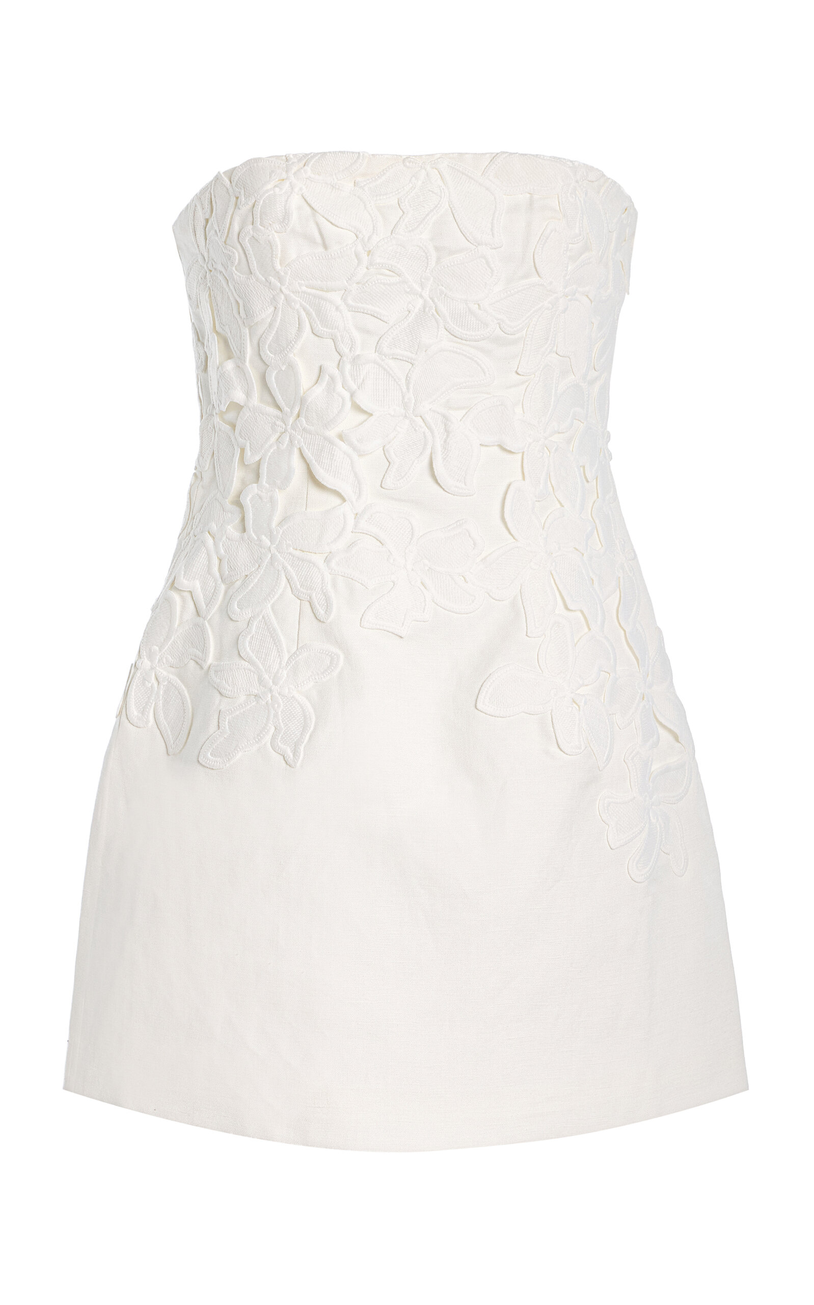 Significant Other Idette Floral-Appliquéd Linen-Blend Mini Dress - Moda Operandi