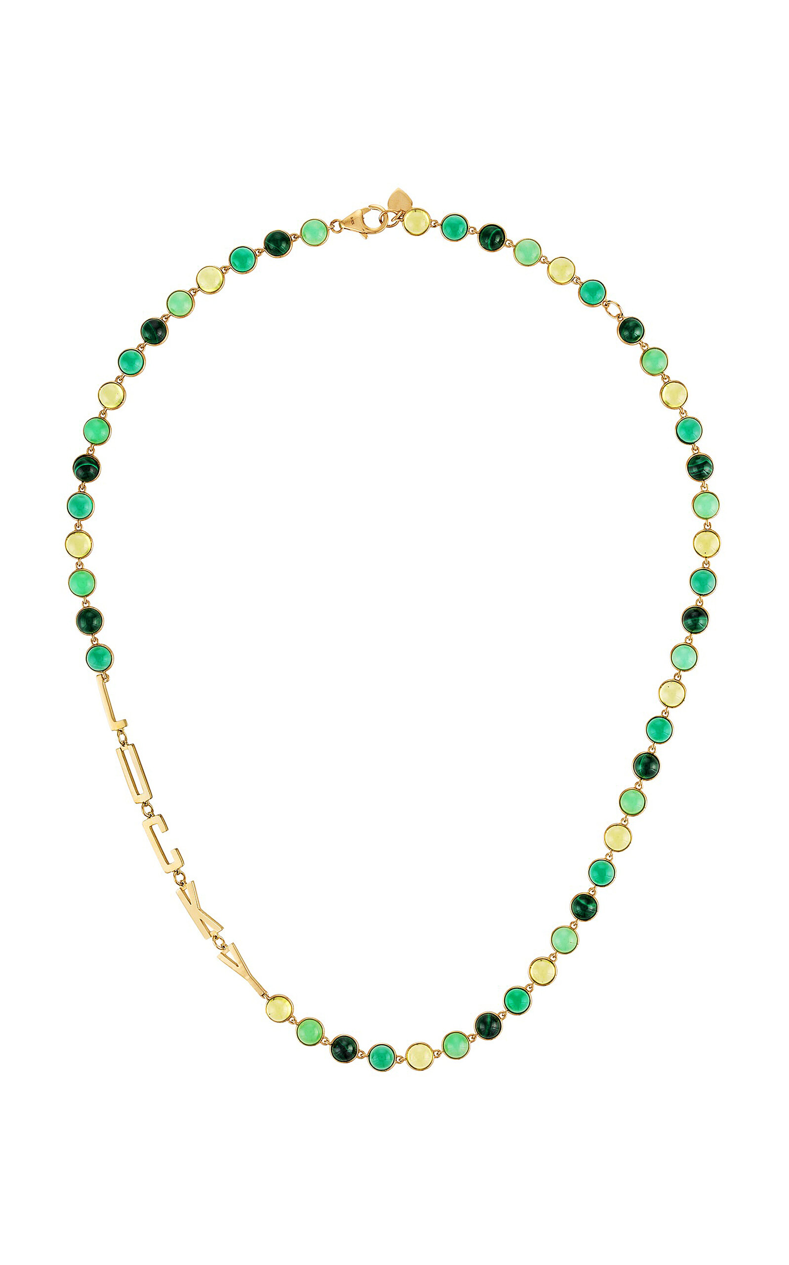 Eden Presley Cab Candy "lucky" 14k Yellow Gold Necklace In Green