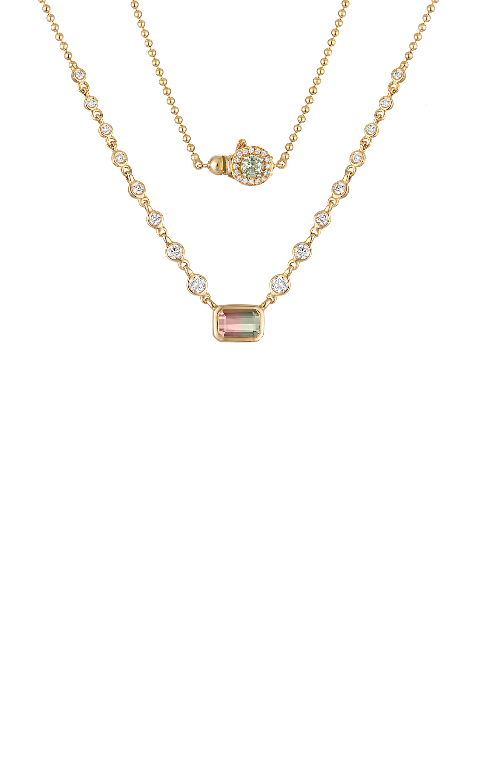 Eden Presley Bubbles Small 14k Yellow Gold  Tourmaline And Diamond Necklace In Gold