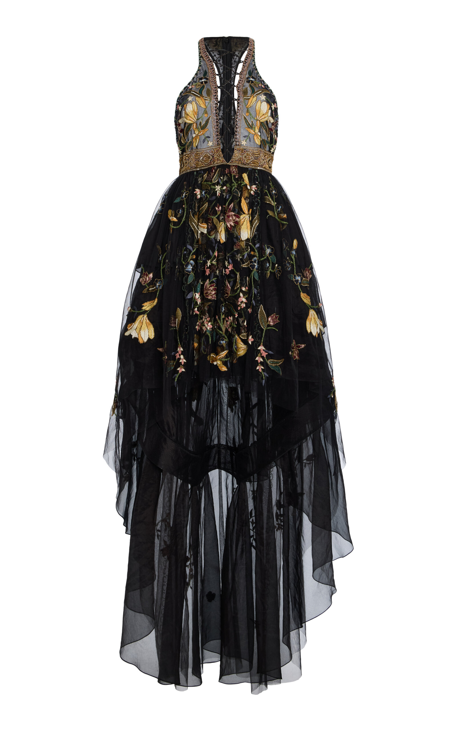 Cucculelli Shaheen Chantilly Floral Tulle High-Low Dress - Floral