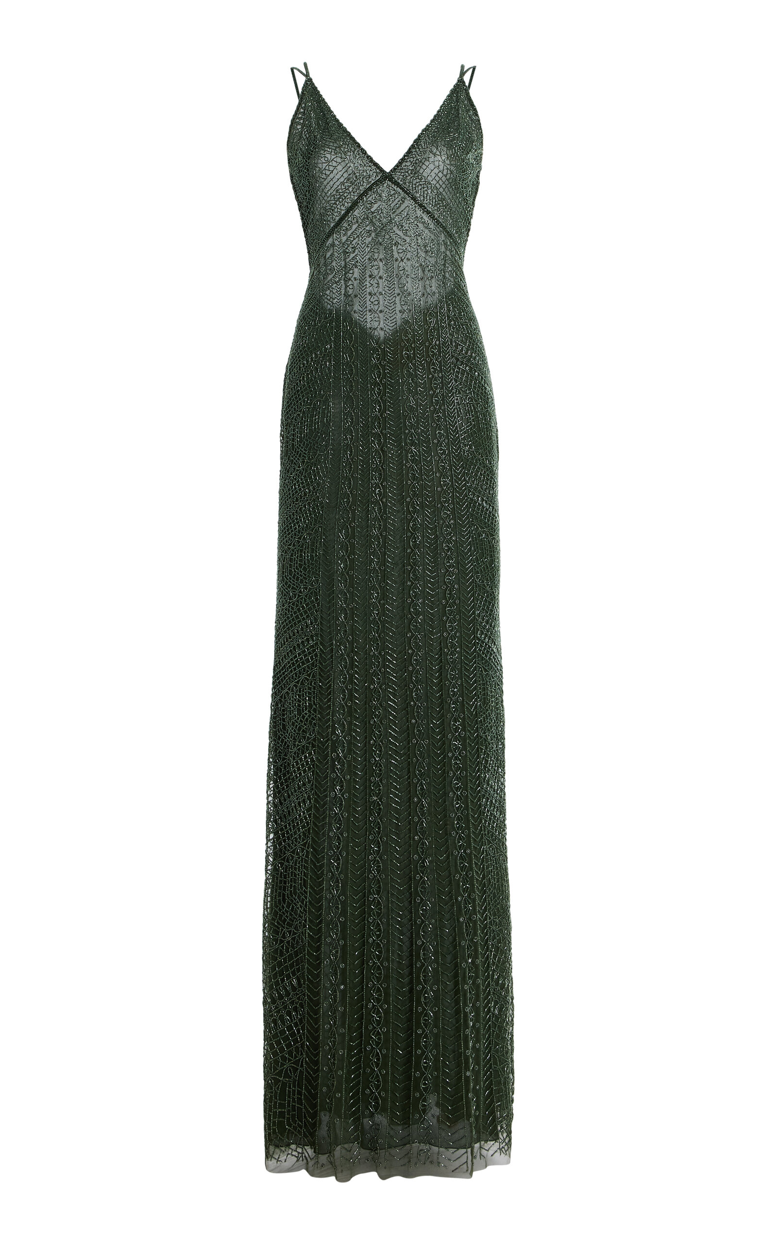 Cucculelli Shaheen Dentelle Tulle Maxi Dress - Green
