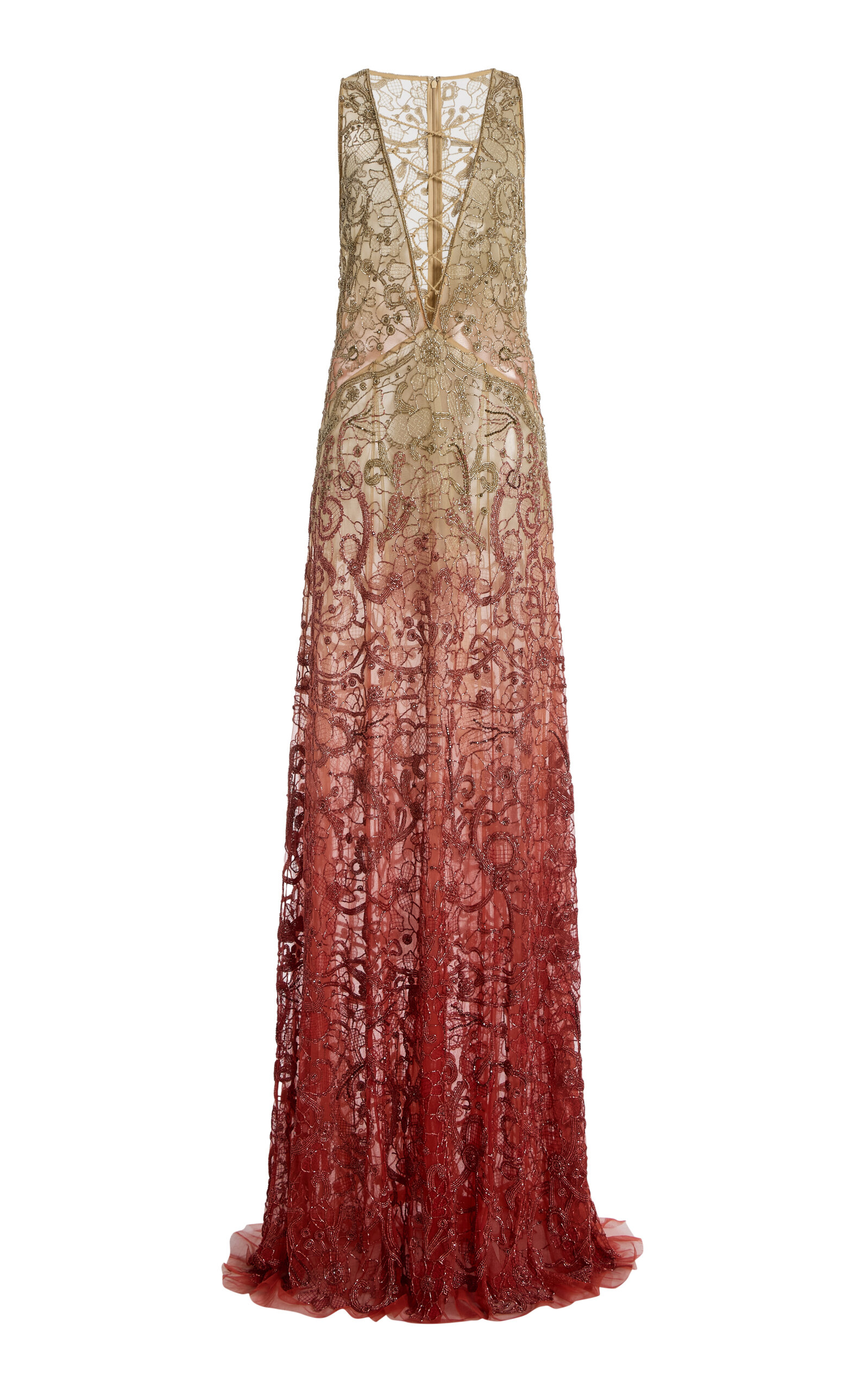 Cucculelli Shaheen Sunset Degradé Dentelle Tulle Maxi Dress - Multi