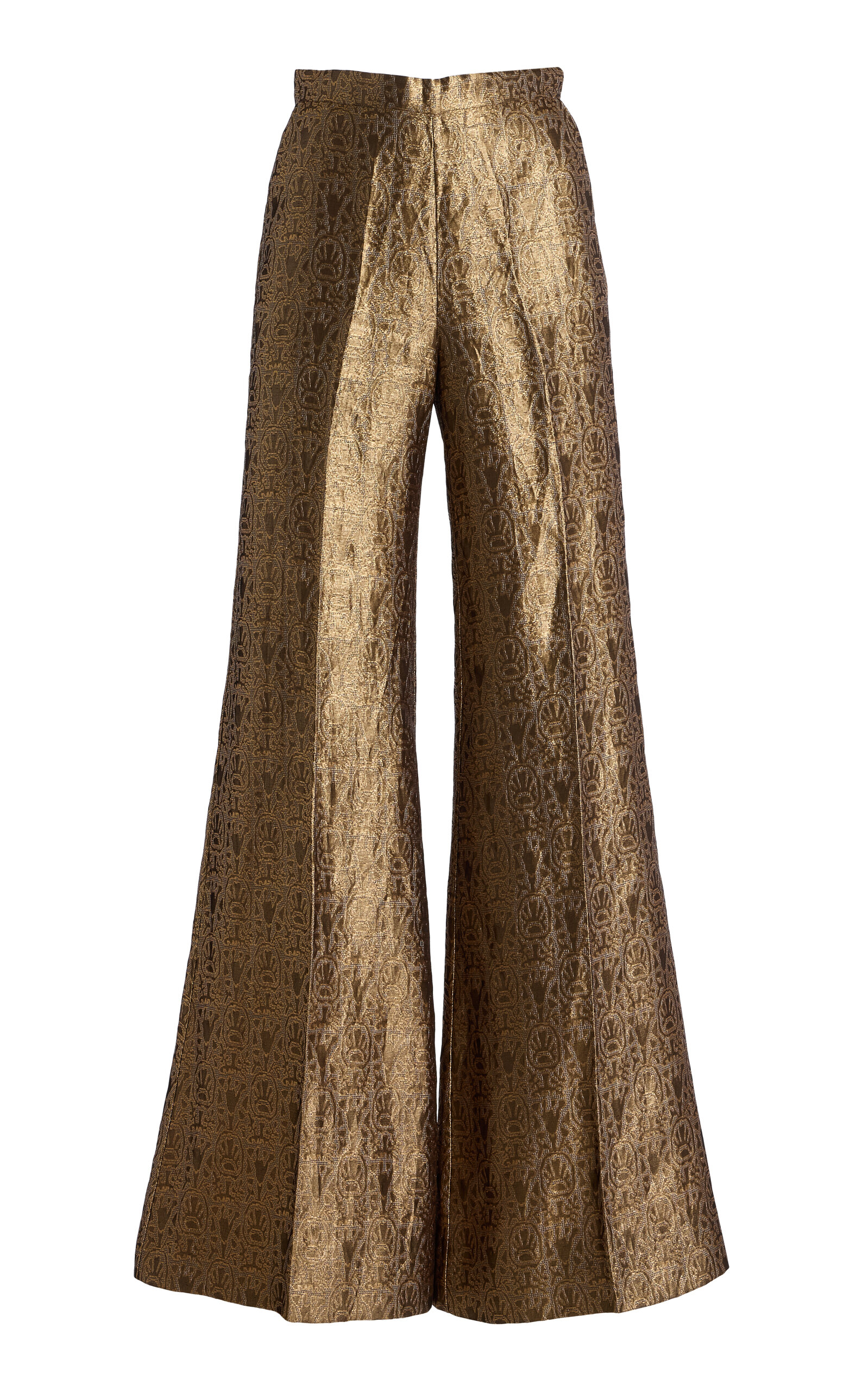 Cucculelli Shaheen Geometric Jacquard Tuxedo Pants - Gold