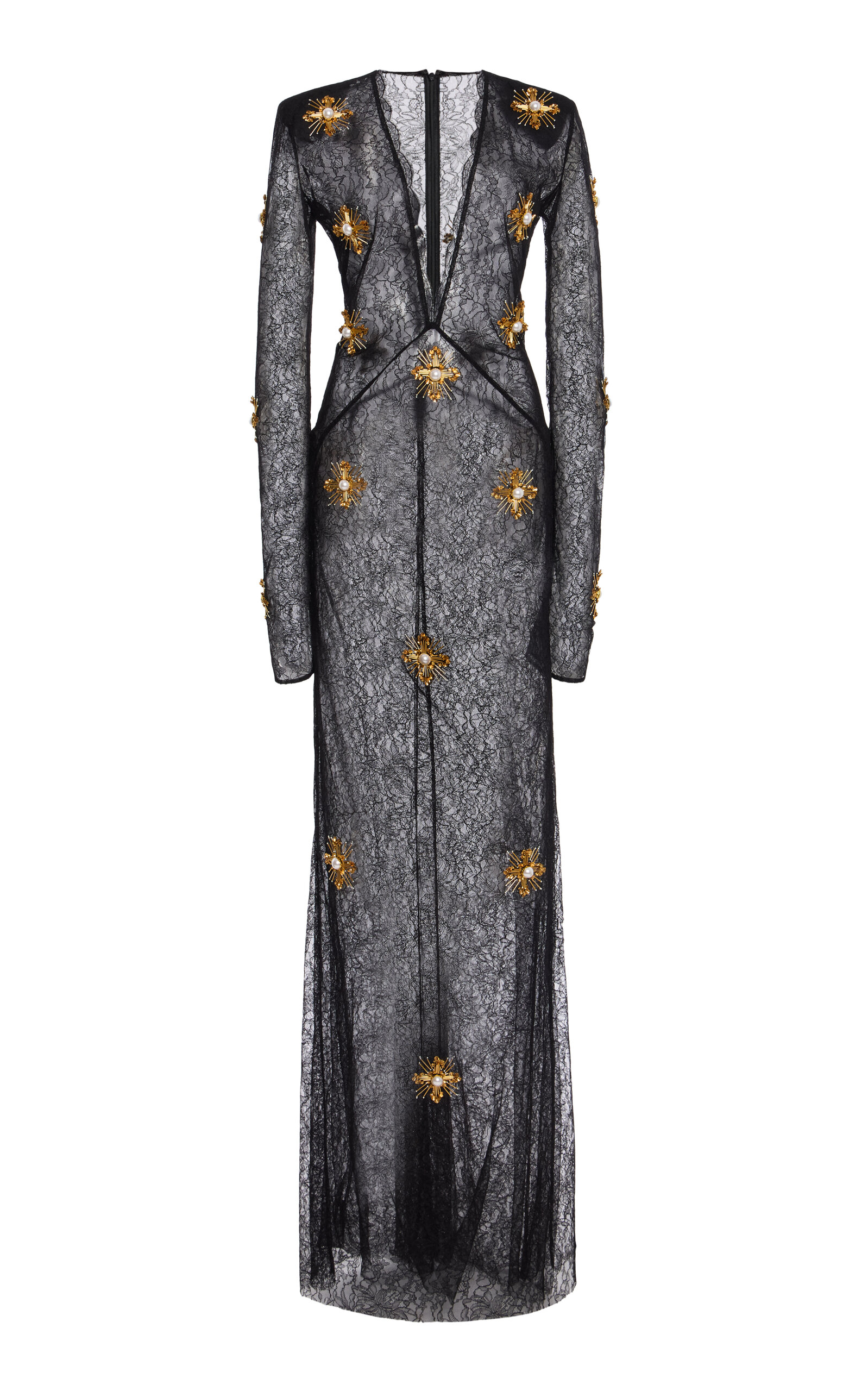 Cucculelli Shaheen Sunray Medallion Fil-Coupé Maxi Dress - Black