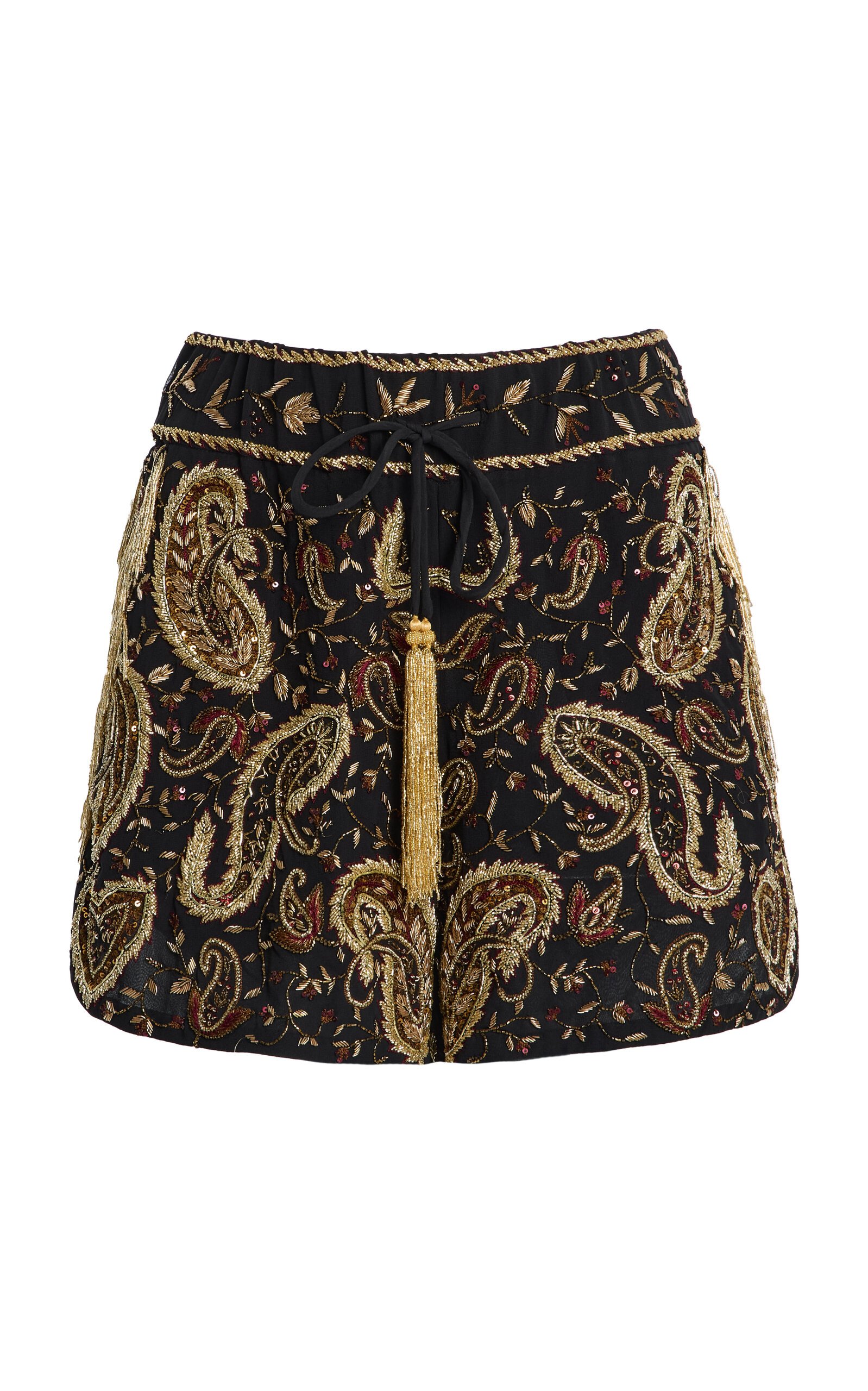 Cucculelli Shaheen Metal Paisley Tulle Shorts - Print