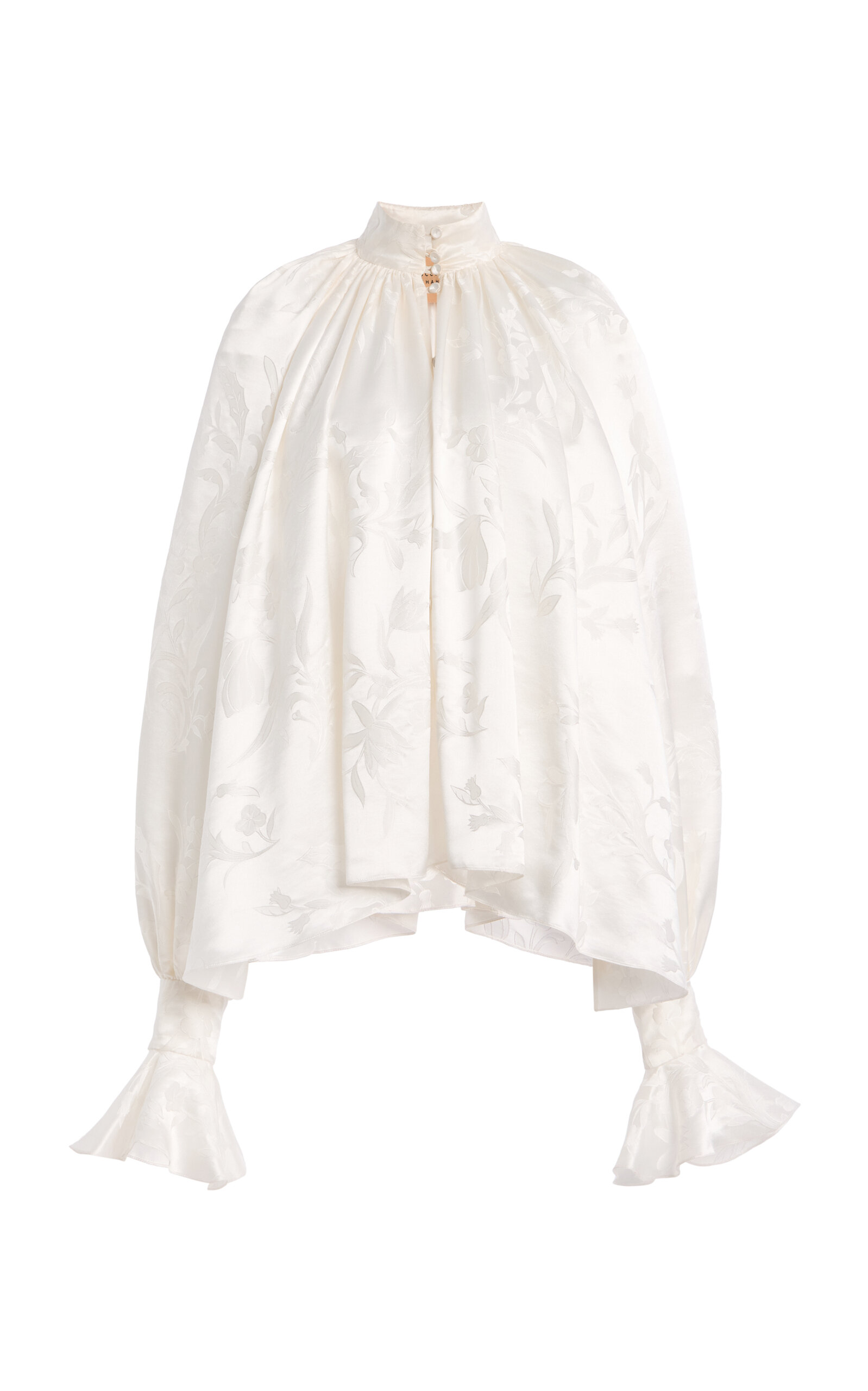 Cucculelli Shaheen Chantilly Silk Jacquard Top In White