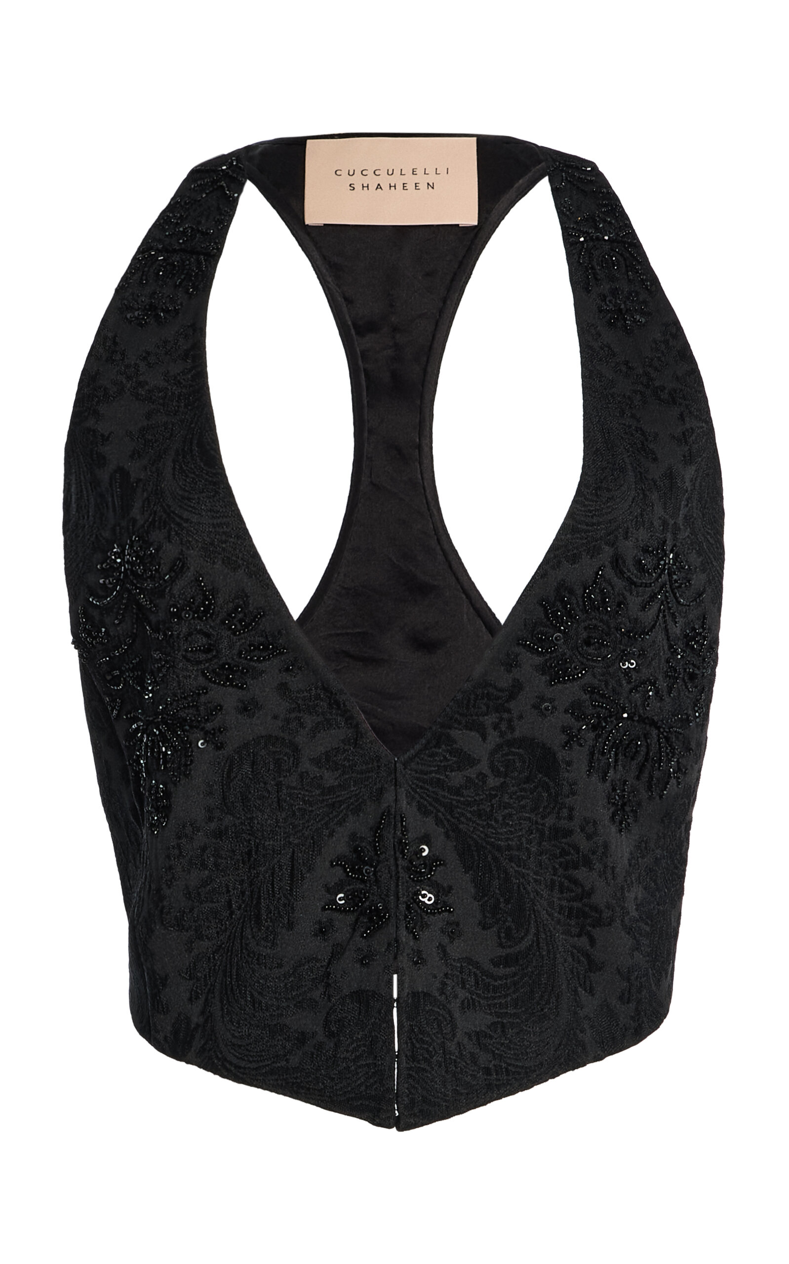 Cucculelli Shaheen Noir Jacquard Tuxedo Vest - Black