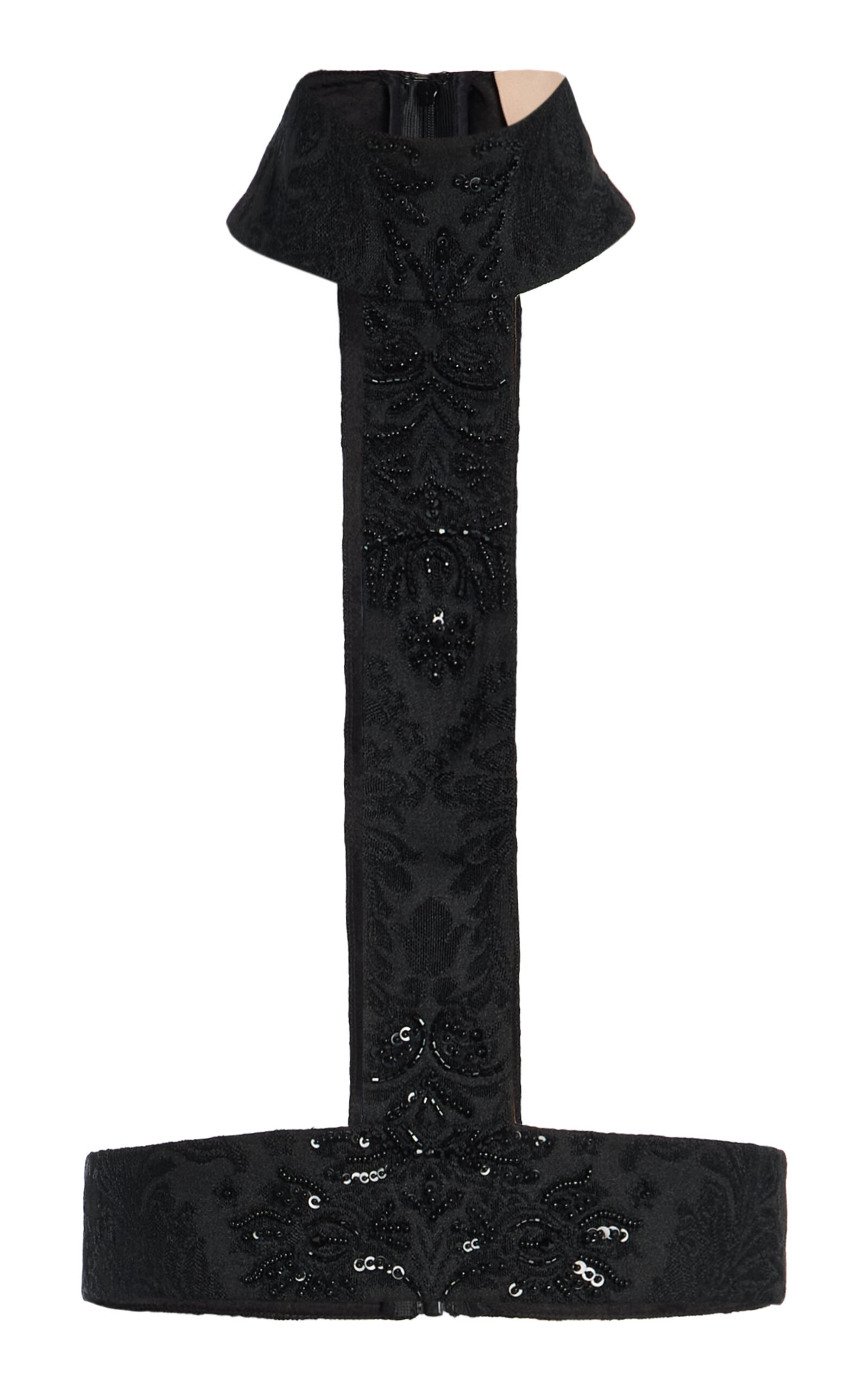 Cucculelli Shaheen Noir Jacquard Tuxedo Halter - Black