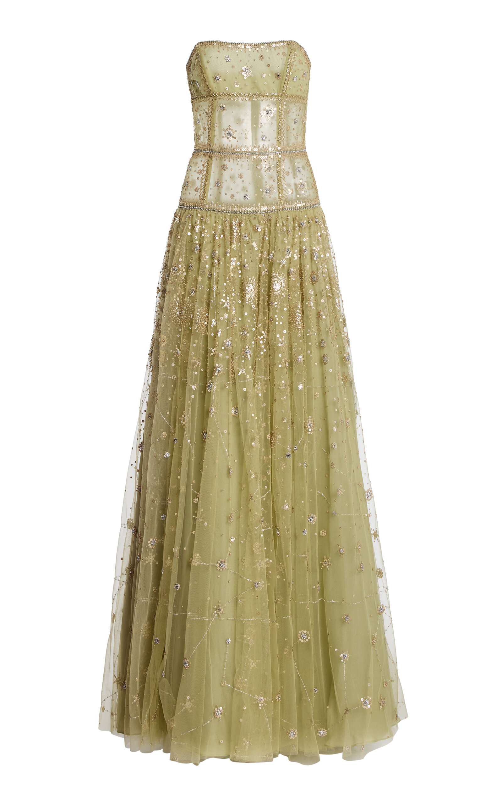 Cucculelli Shaheen Constellation Jade Tulle Maxi Dress - Green