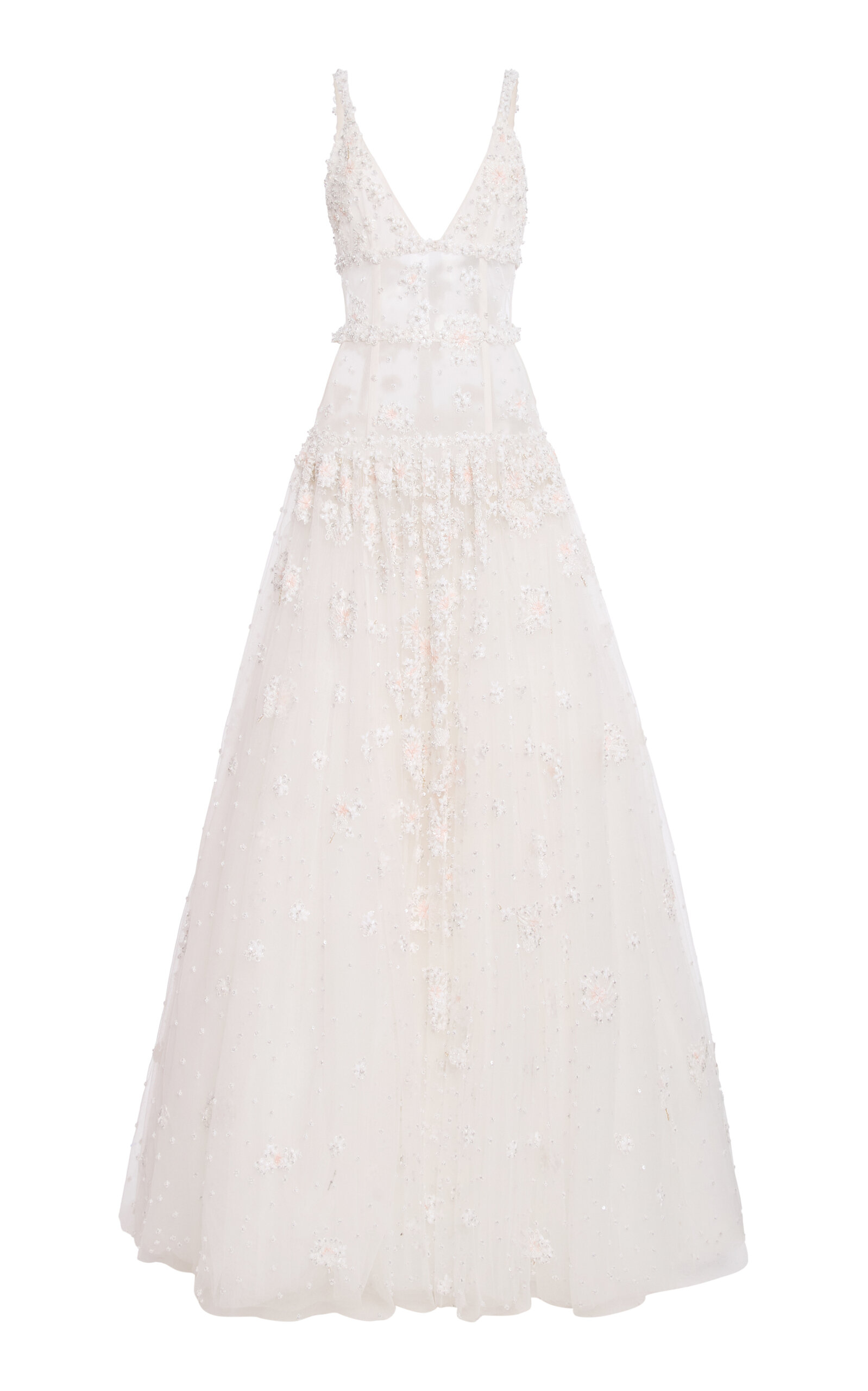 Cucculelli Shaheen Lily Of The Valley Tulle Gown - White