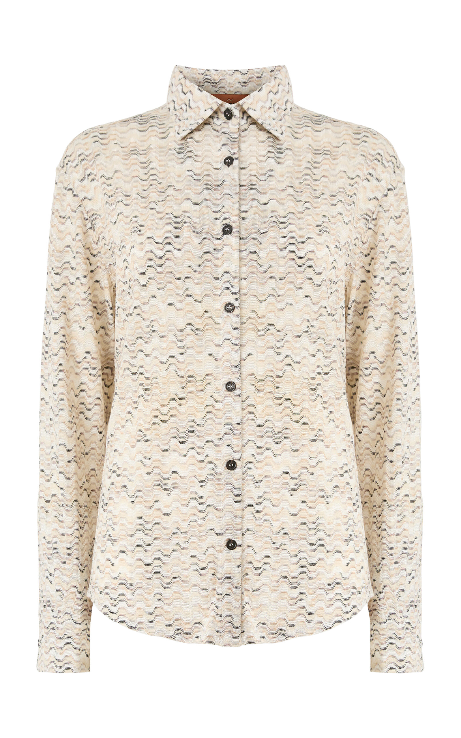 Missoni Printed Long Sleeve Button-down Top In Neutral