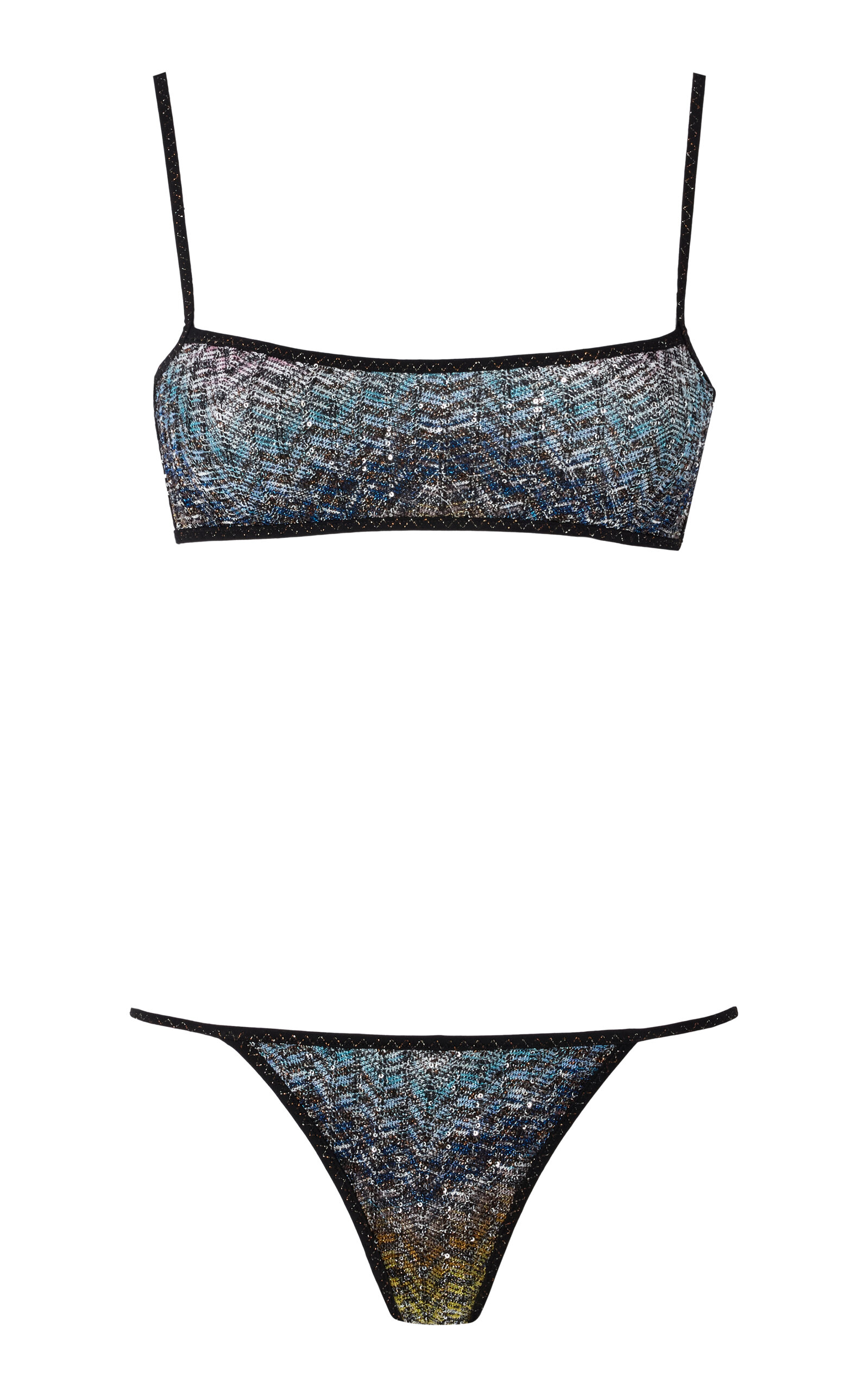 Missoni Square-neck Bikini Top And String Bottoms In Multi