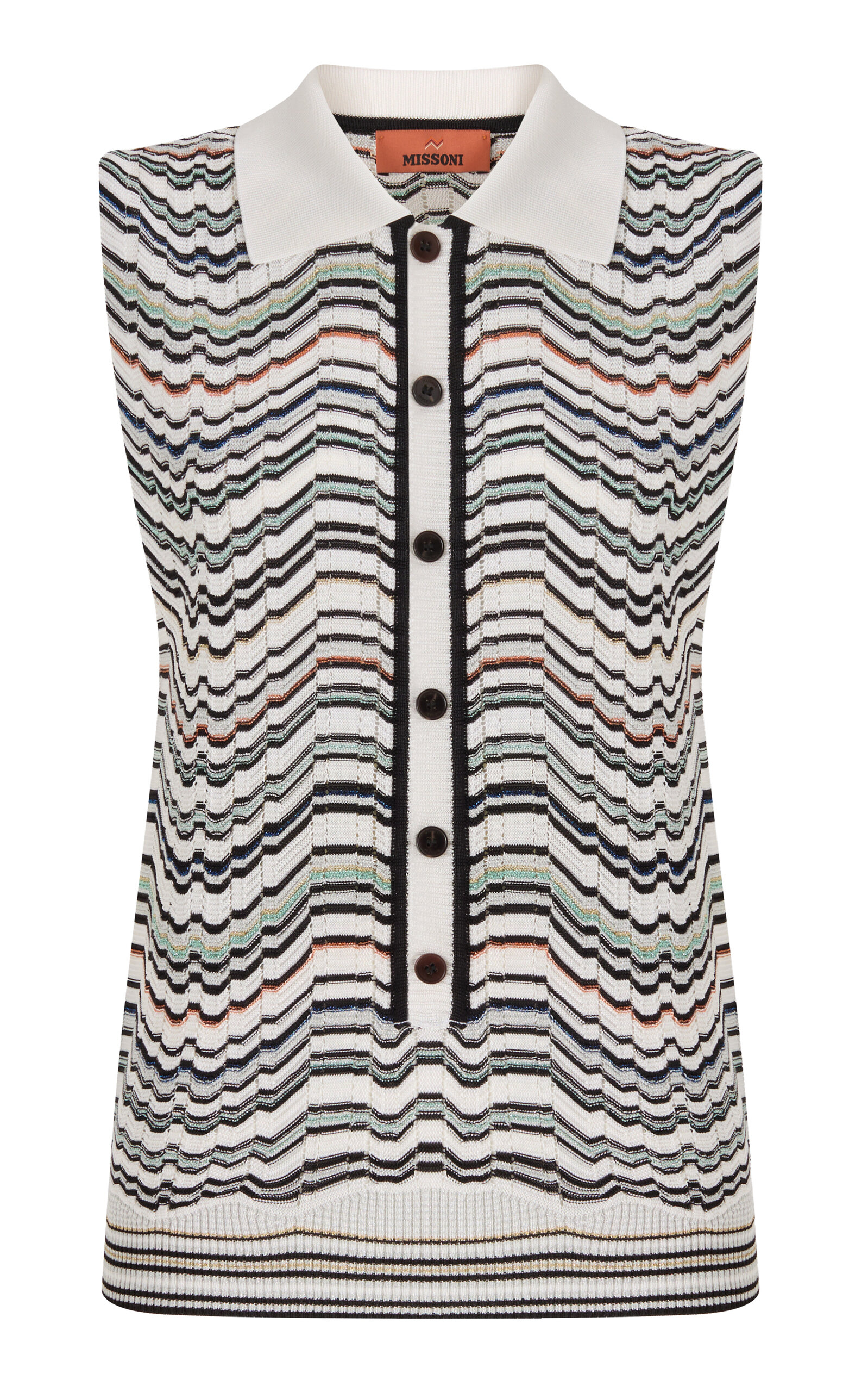 Missoni Sleeveless Knit Polo In Multi