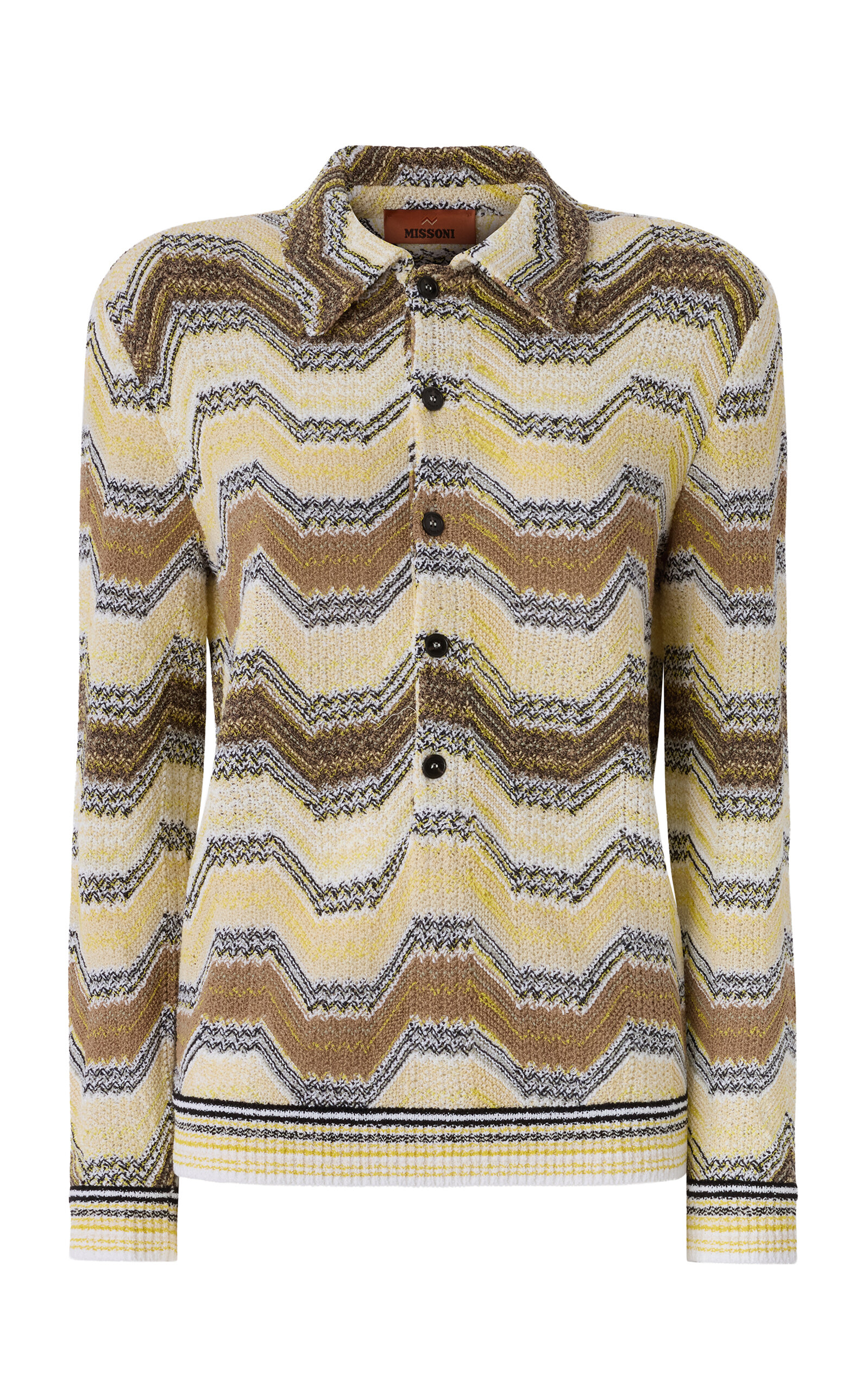 Missoni Caperdoni-knit Long-sleeve Polo In Multi