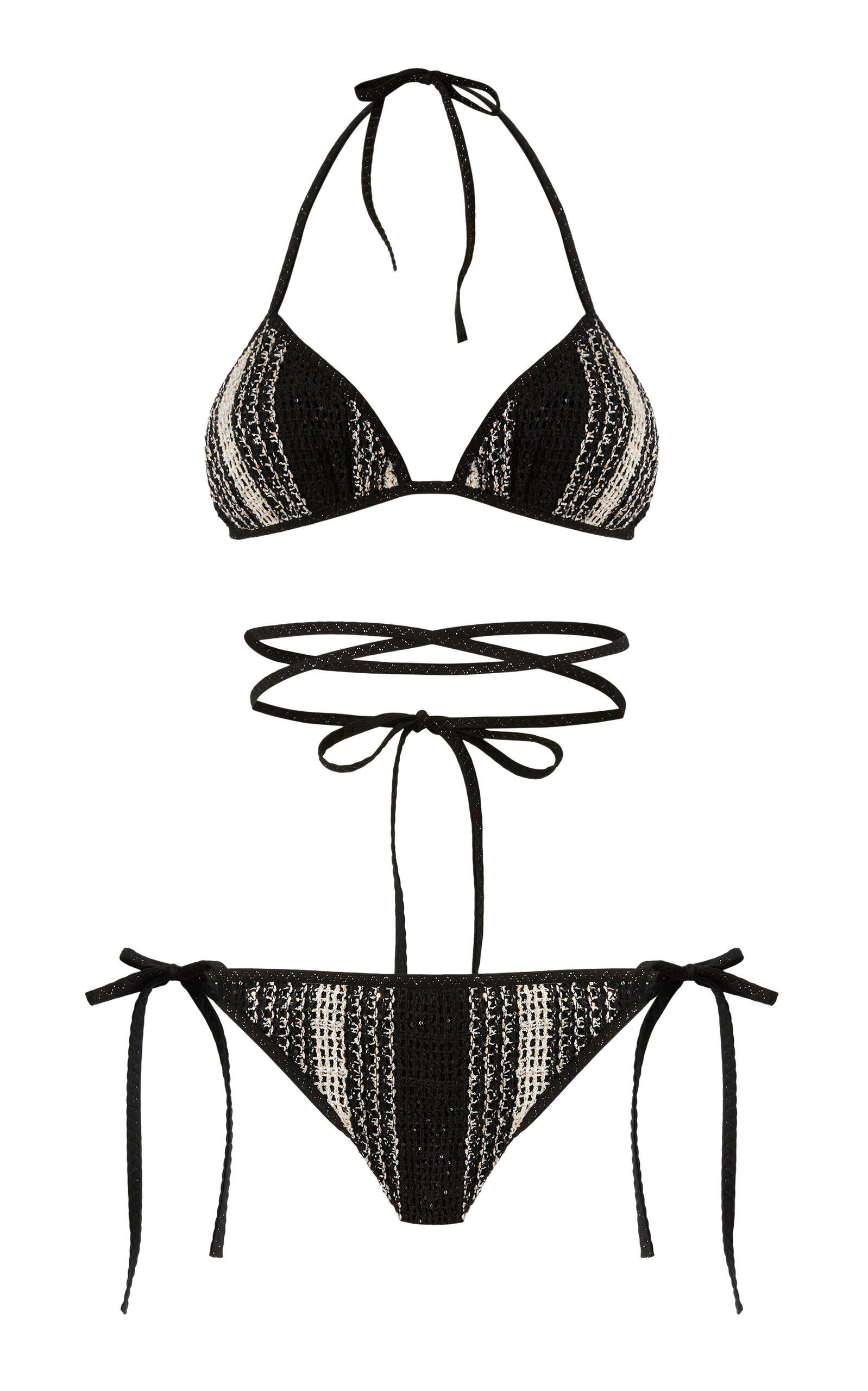 Missoni Wrap Detail String Bikini - Black/white