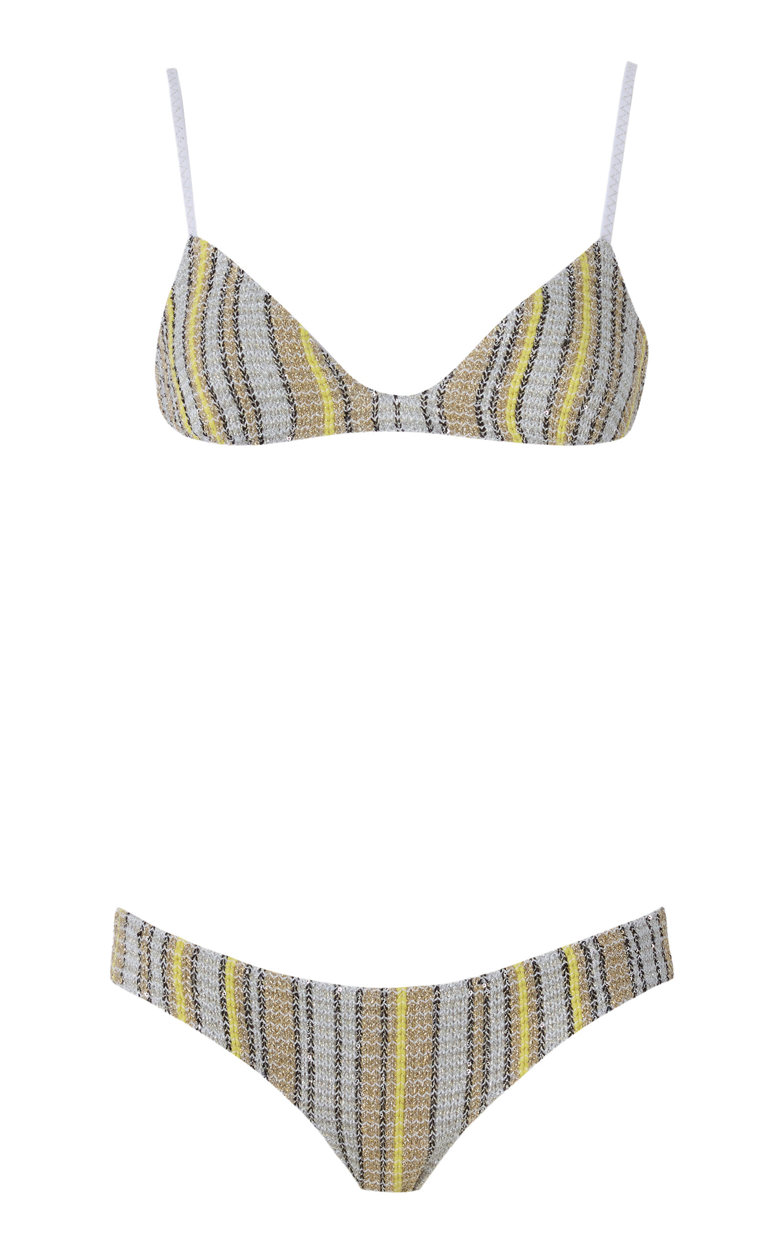 Missoni Caperdoni-knit Scoop-neck Bikini With Low-rise Bottoms In Gray