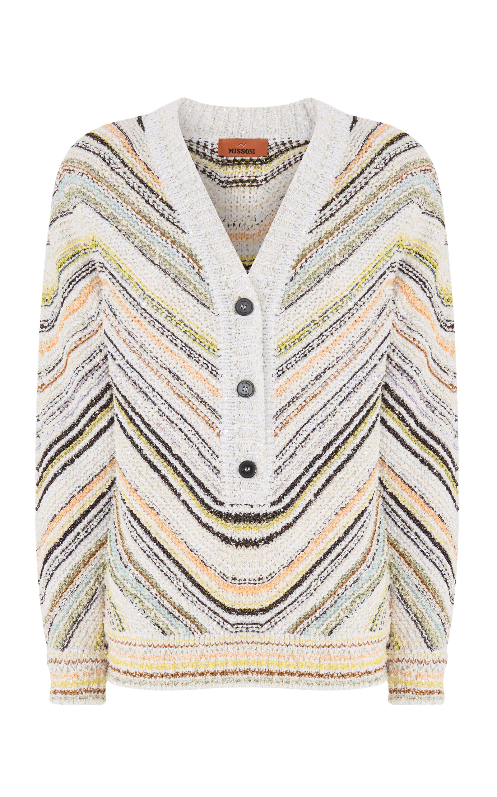 Missoni Chevron Deep-v Buttoned Sweater In Multi